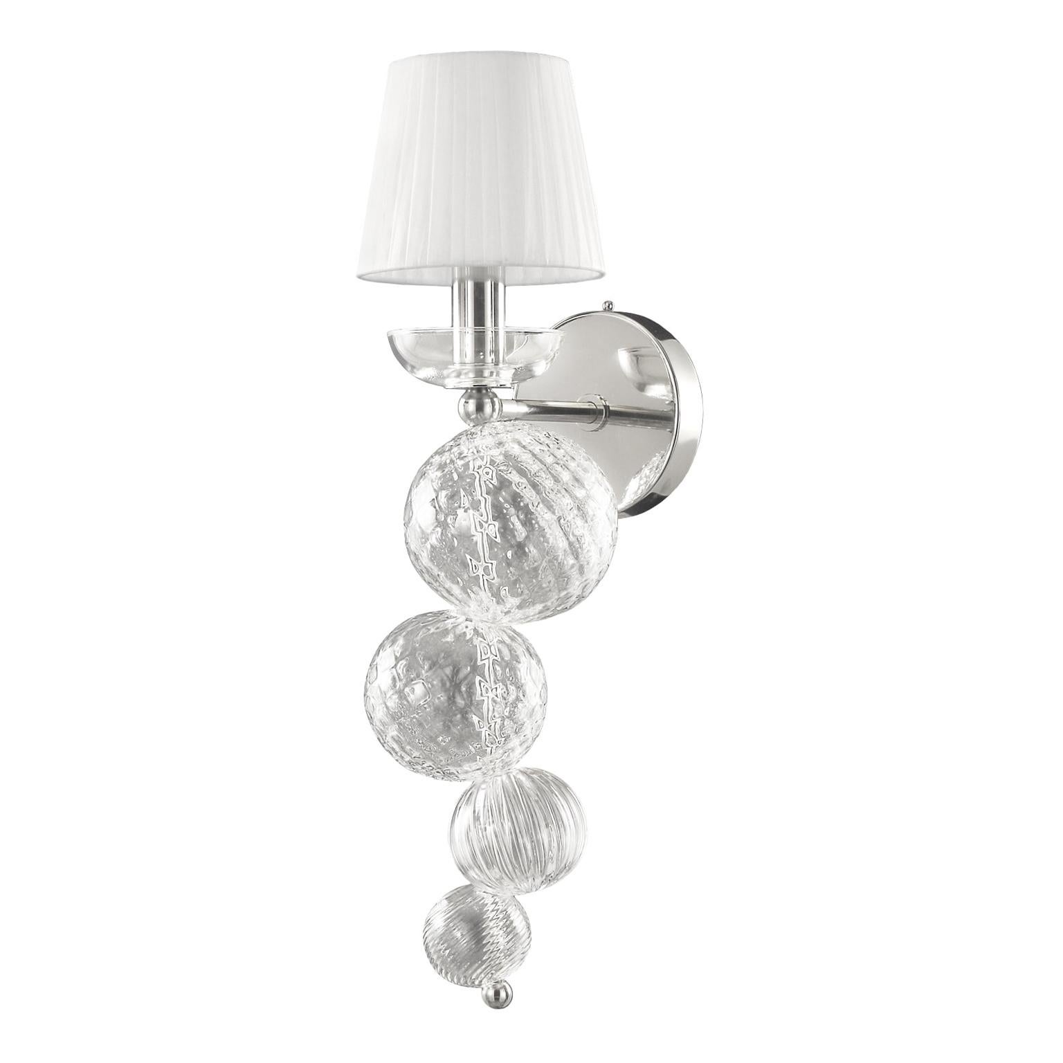 21st Century Artistic  sconce 1Light clear Murano Glass Lampshade, by Multiforme For Sale