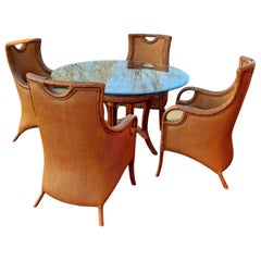 Artistica Home Vintage Rattan and Double Sided Woven Wicker Dining Room Set