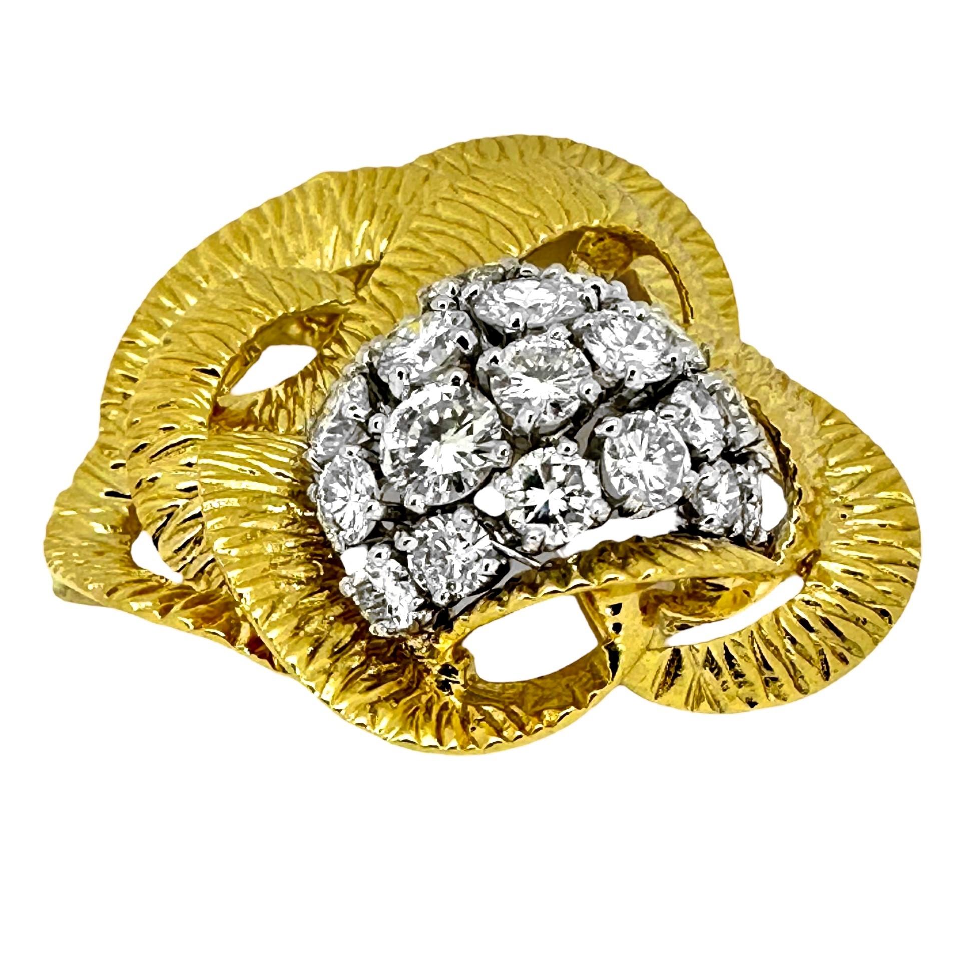 Artistic Textured, 18k Gold, Platin & Diamant Rose Motif Halskette Enhancer (Moderne) im Angebot
