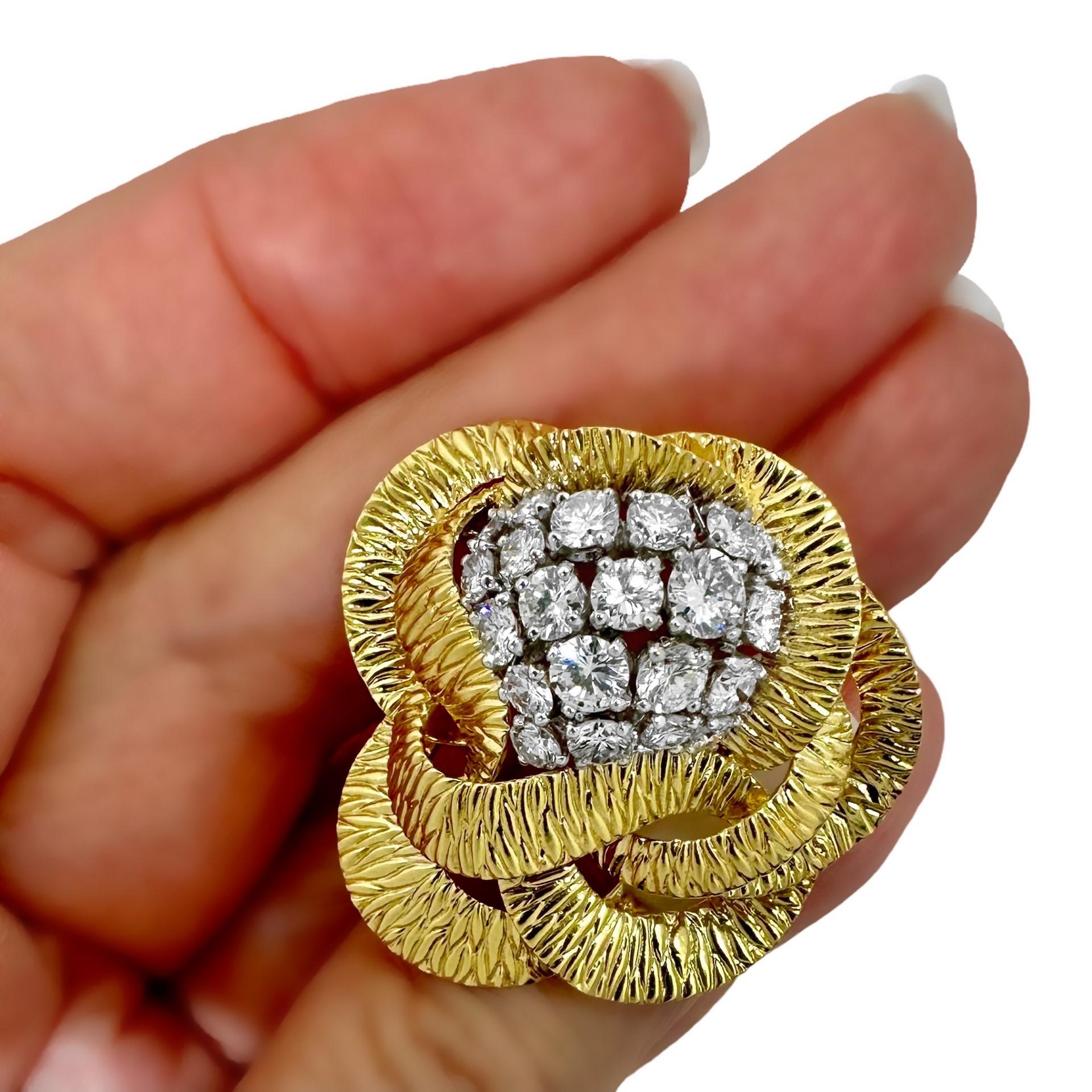 Artistic Textured, 18k Gold, Platin & Diamant Rose Motif Halskette Enhancer im Angebot 3