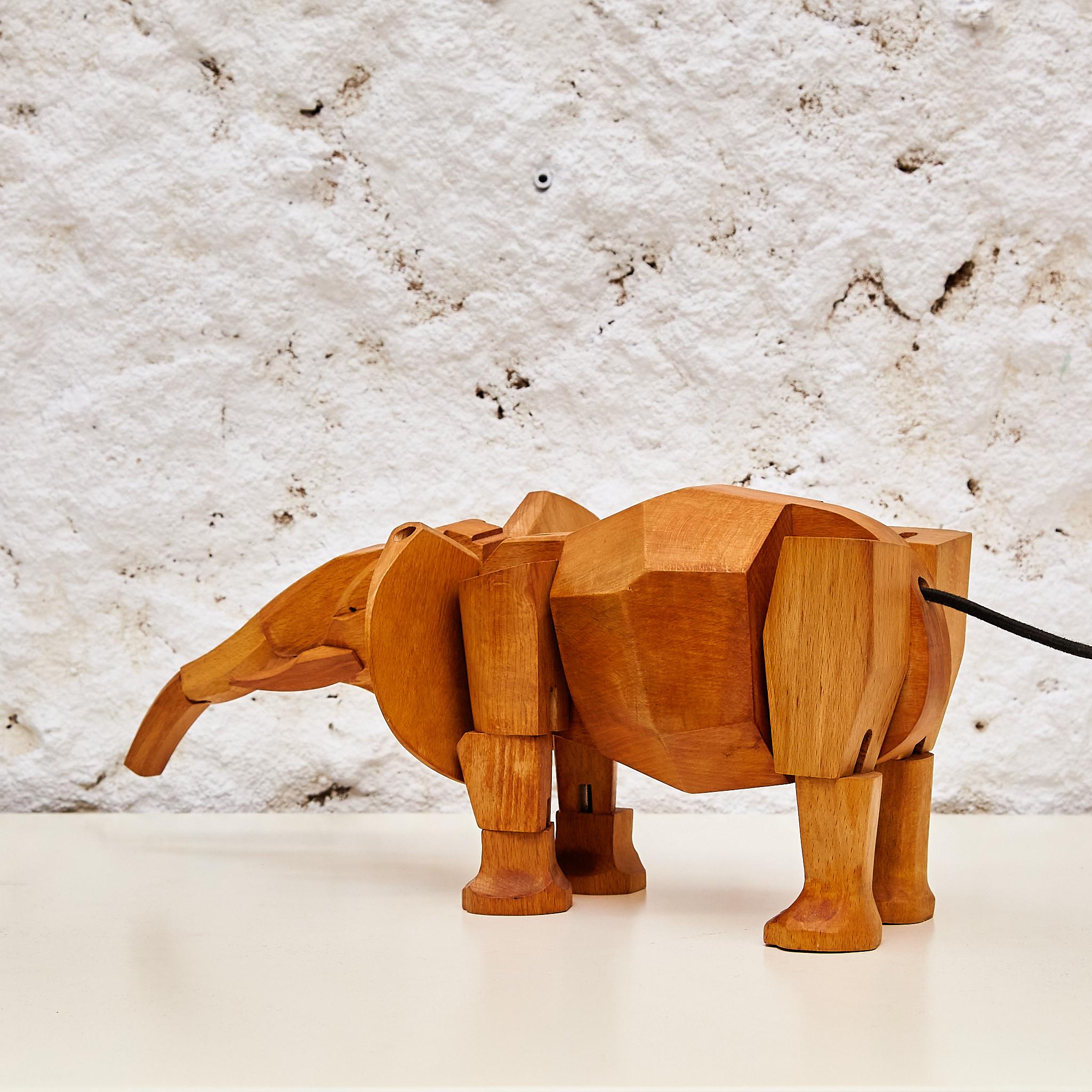 American Artistry in Wood: 'Areaware' Solid Wood Elephant Sculpture by David Weeks Studio