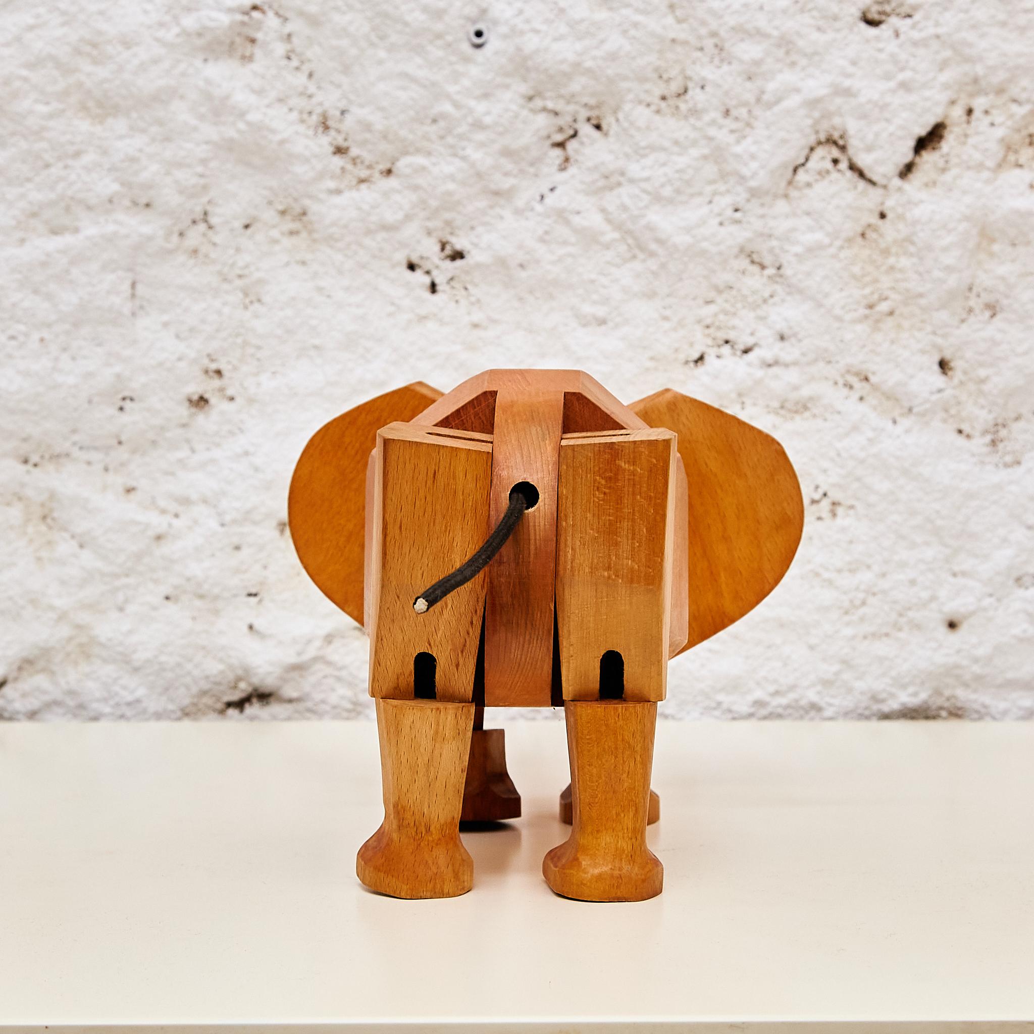 Artistry in Wood: 'Areaware' Solid Wood Elephant Sculpture by David Weeks Studio In Good Condition In Barcelona, Barcelona