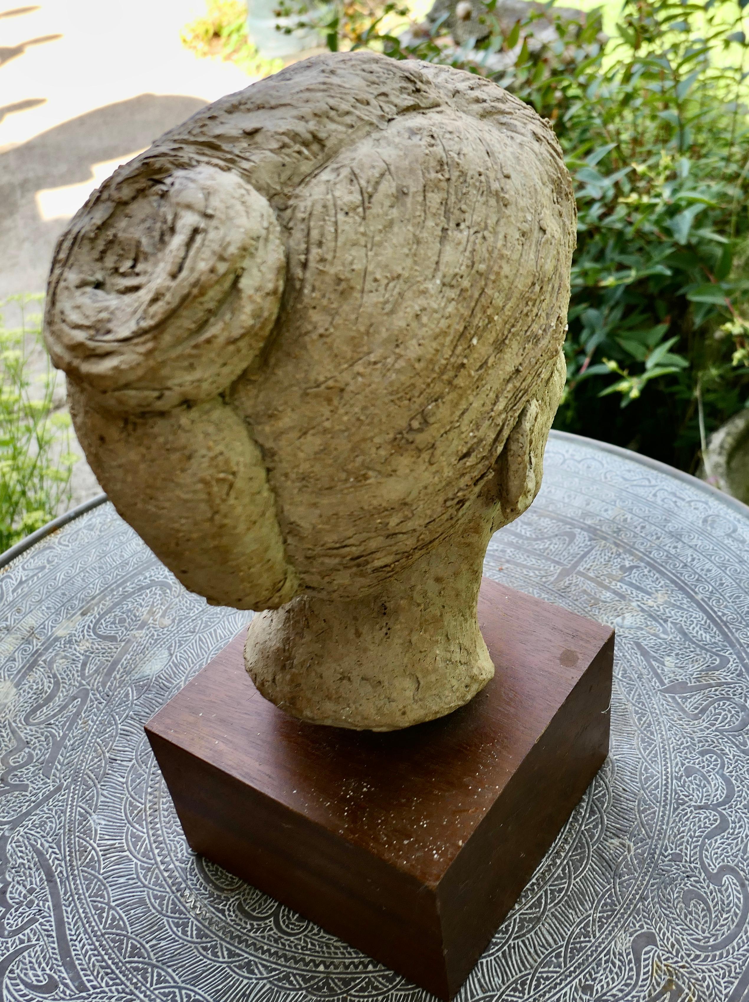 Clay   Artist’s Bust of a Woman, not signed    For Sale
