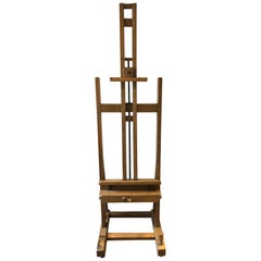 Artists Easel circa 1890, Superb Quality, Rare Winding Mechanism