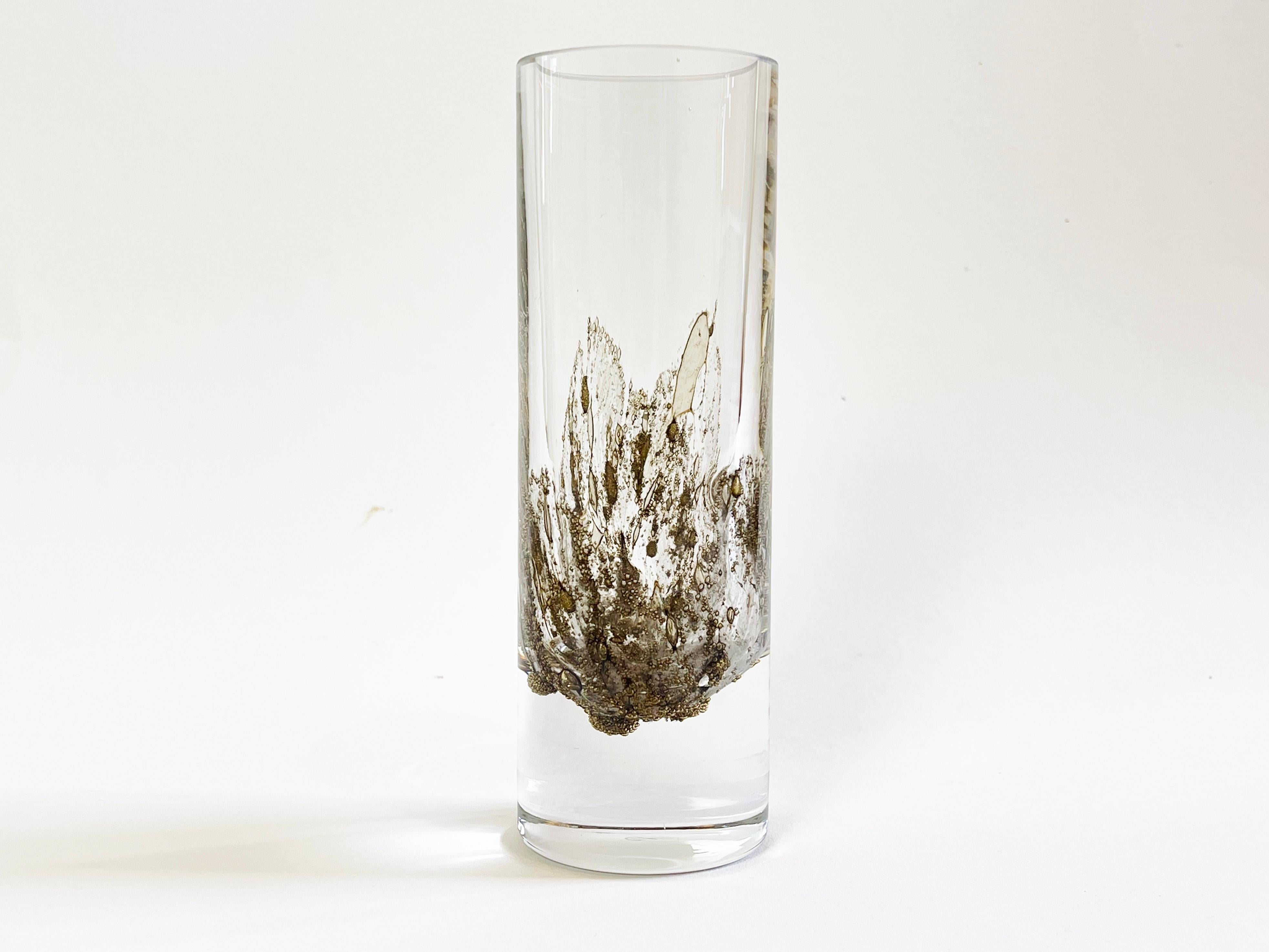 Mid-Century moderno Vaso in vetro a bolle d'aria Artistics Gray & Gold Drop di Peill & Putzler, anni '80, Germania in vendita