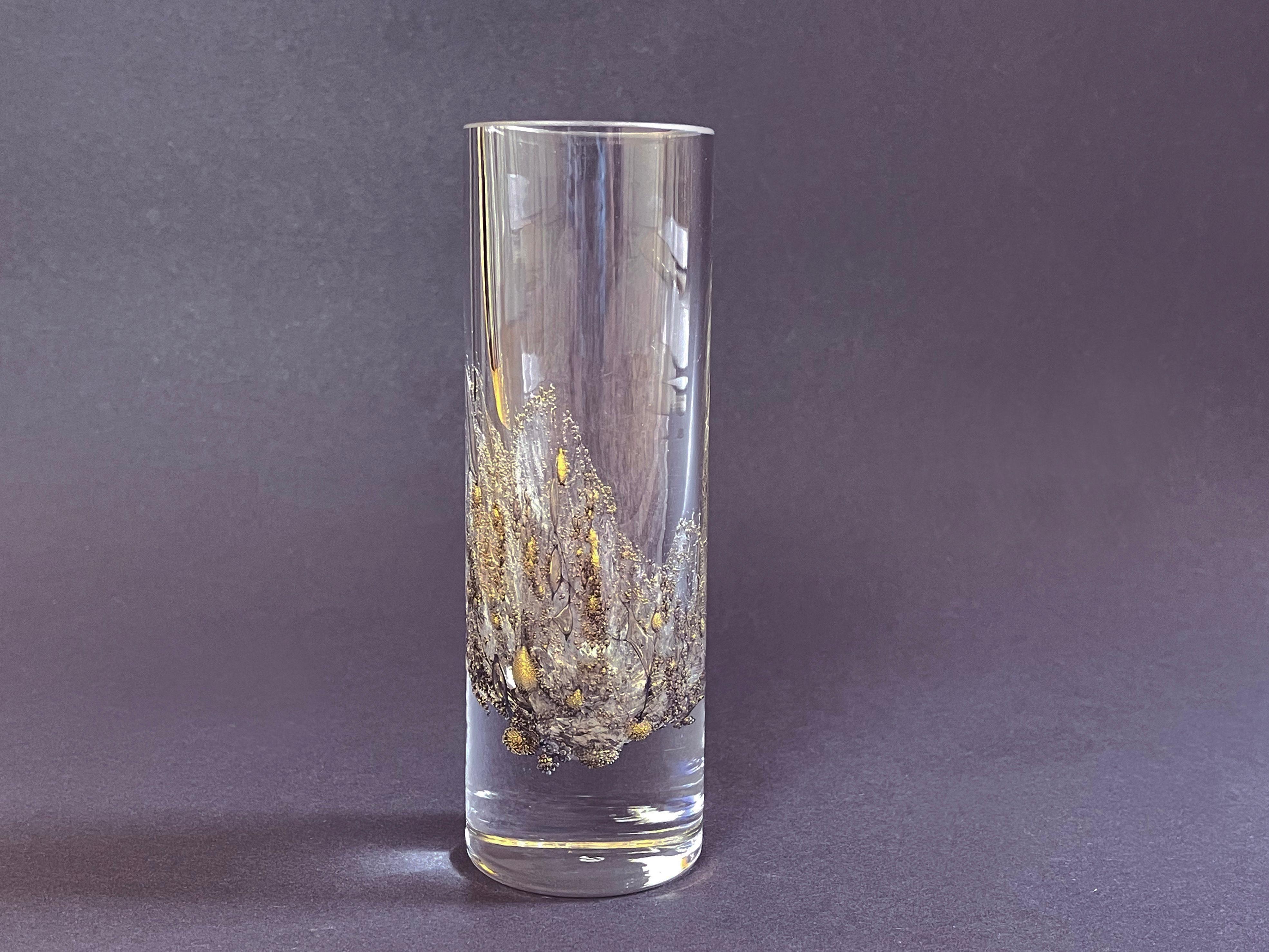 Tedesco Vaso in vetro a bolle d'aria Artistics Gray & Gold Drop di Peill & Putzler, anni '80, Germania in vendita