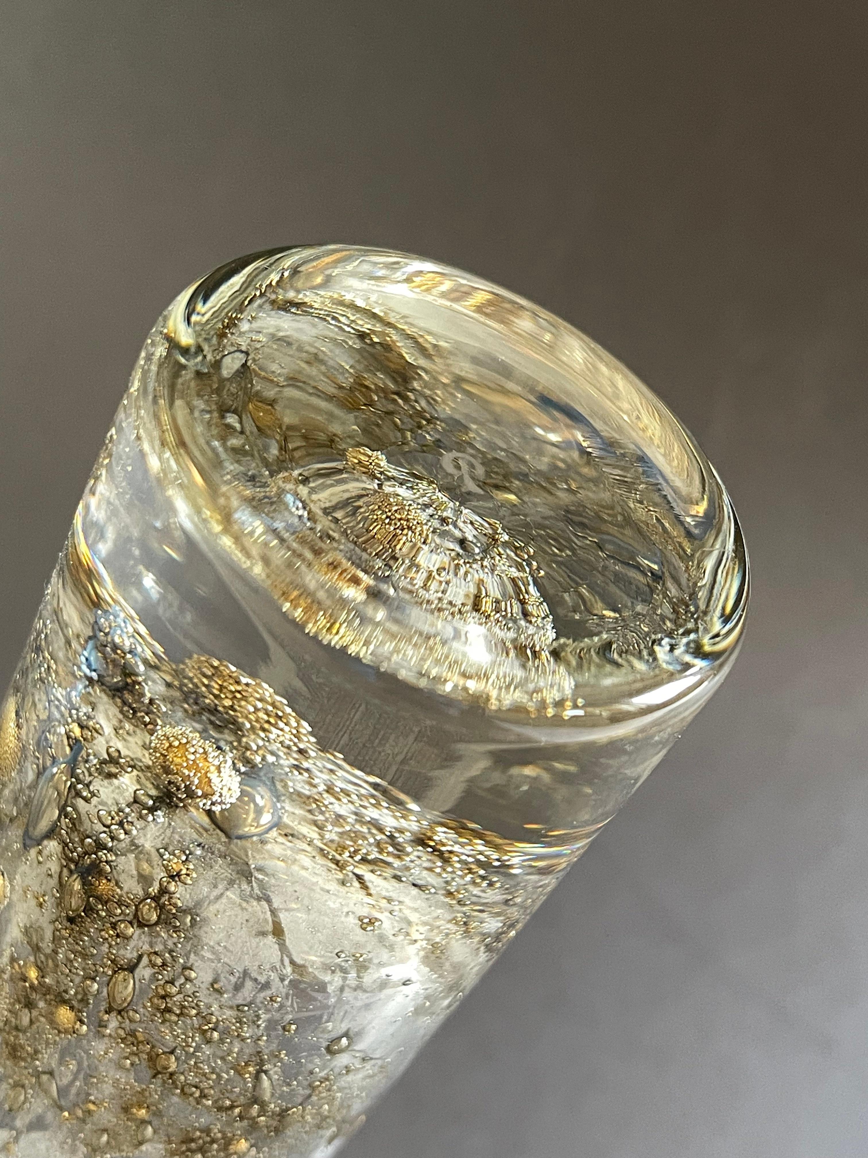 Vaso in vetro a bolle d'aria Artistics Gray & Gold Drop di Peill & Putzler, anni '80, Germania In condizioni buone in vendita a Andernach, DE