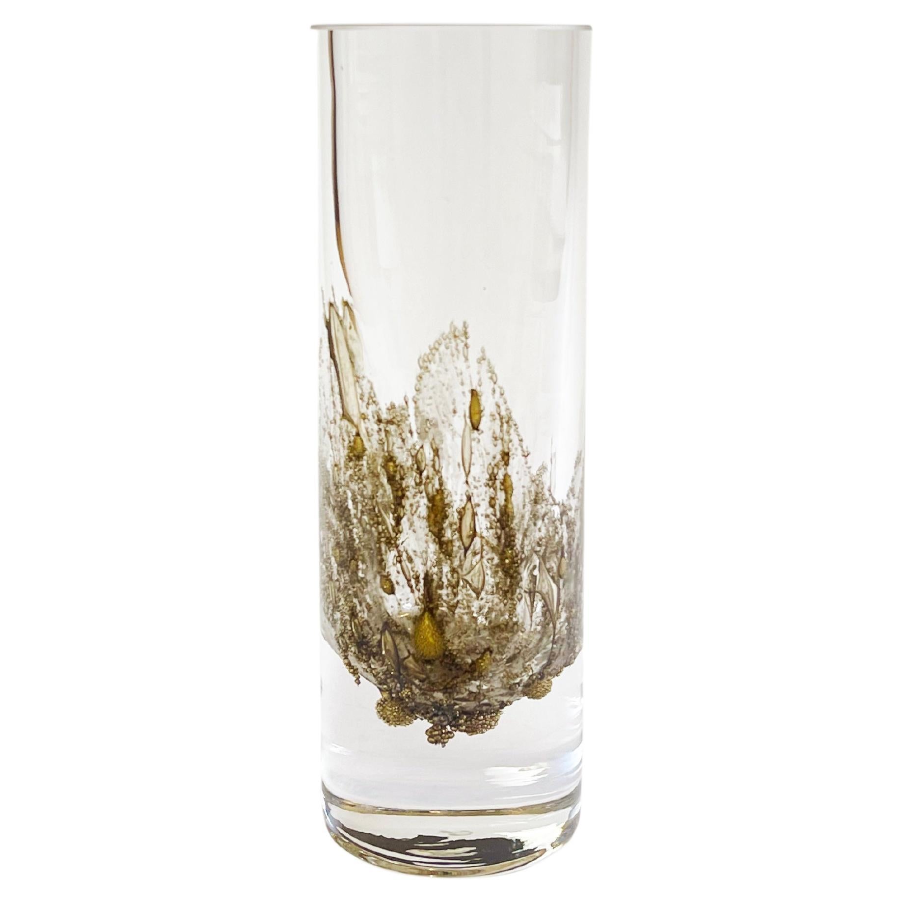 Vaso in vetro a bolle d'aria Artistics Gray & Gold Drop di Peill & Putzler, anni '80, Germania in vendita