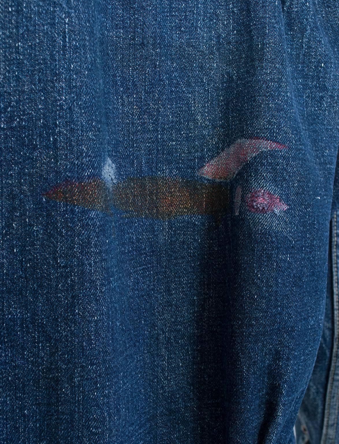 Painted Levi Strauss Big E 506XX Type 1 Denim Jean Jacket - Women S-M, 1936 2