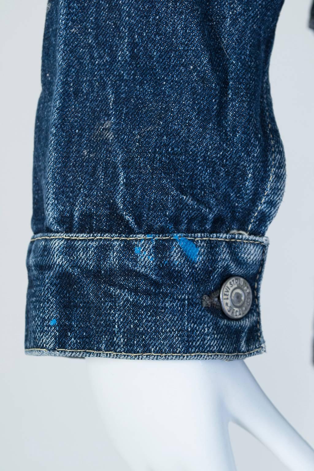 Painted Levi Strauss Big E 506XX Type 1 Denim Jean Jacket - Women S-M, 1936 3