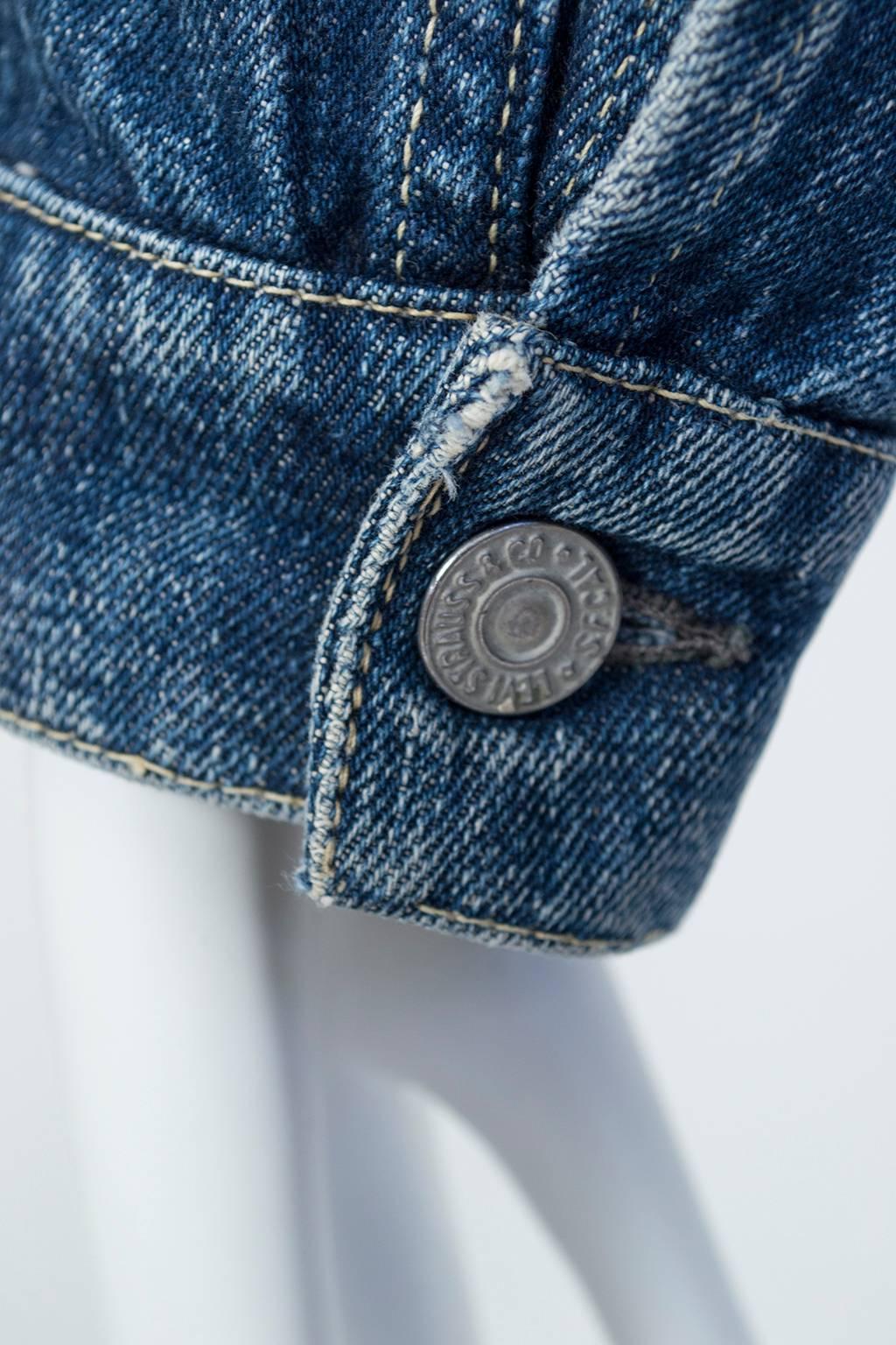 Painted Levi Strauss Big E 506XX Type 1 Denim Jean Jacket - Women S-M, 1936 5