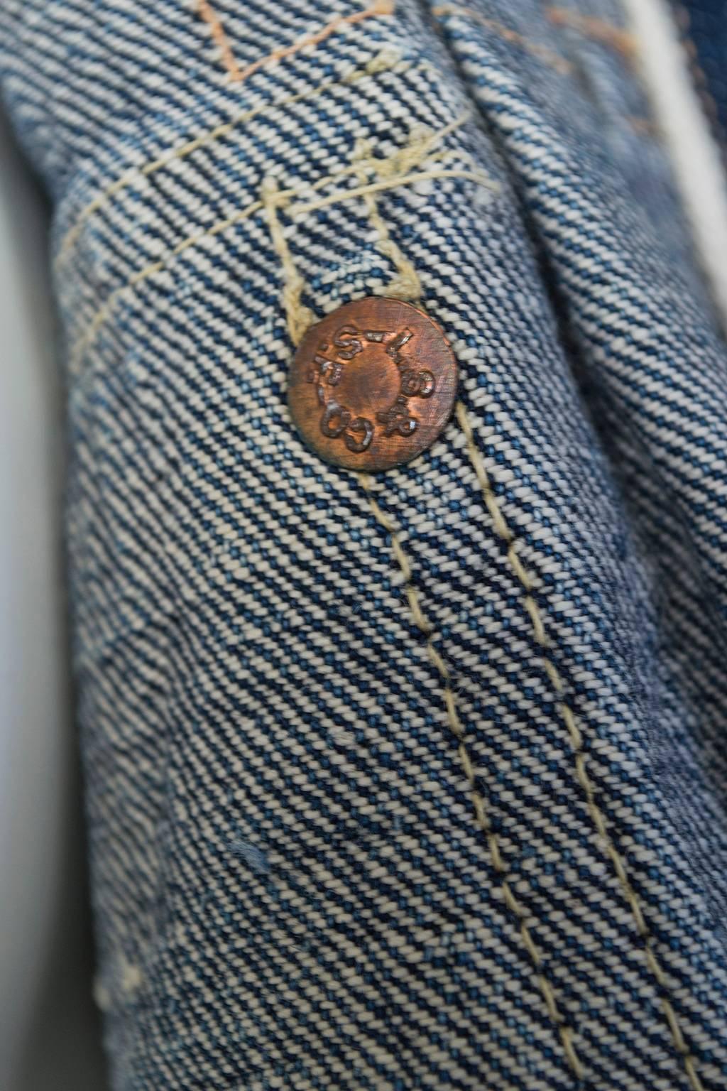 Painted Levi Strauss Big E 506XX Type 1 Denim Jean Jacket - Women S-M, 1936 7