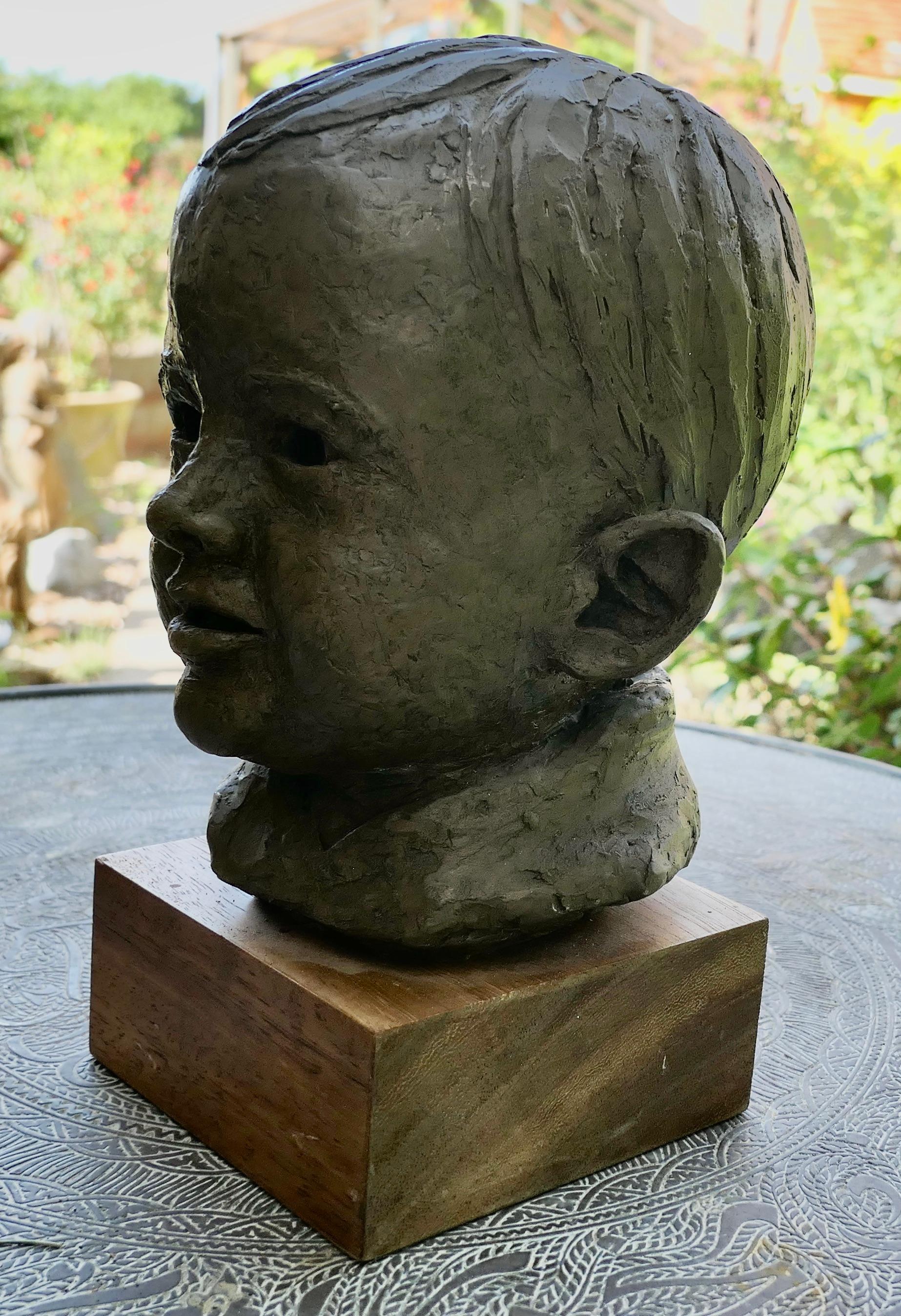Artist’s Model Bust of a Very Young Smiling Boy, signed and dated    In Good Condition For Sale In Chillerton, Isle of Wight