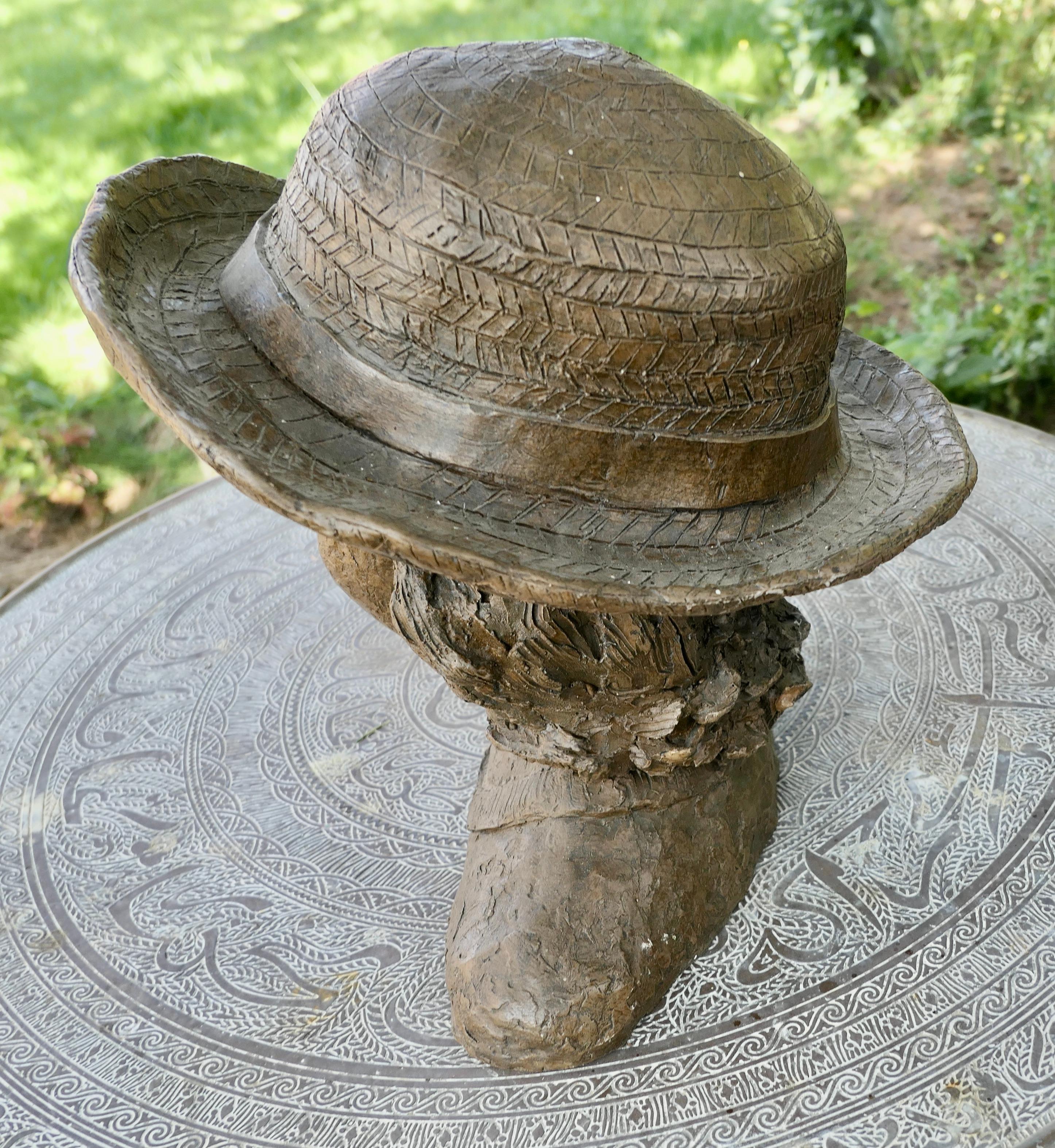 Clay Artist’s Model Bust of a Young Girl in a Panama Hat, not signed For Sale