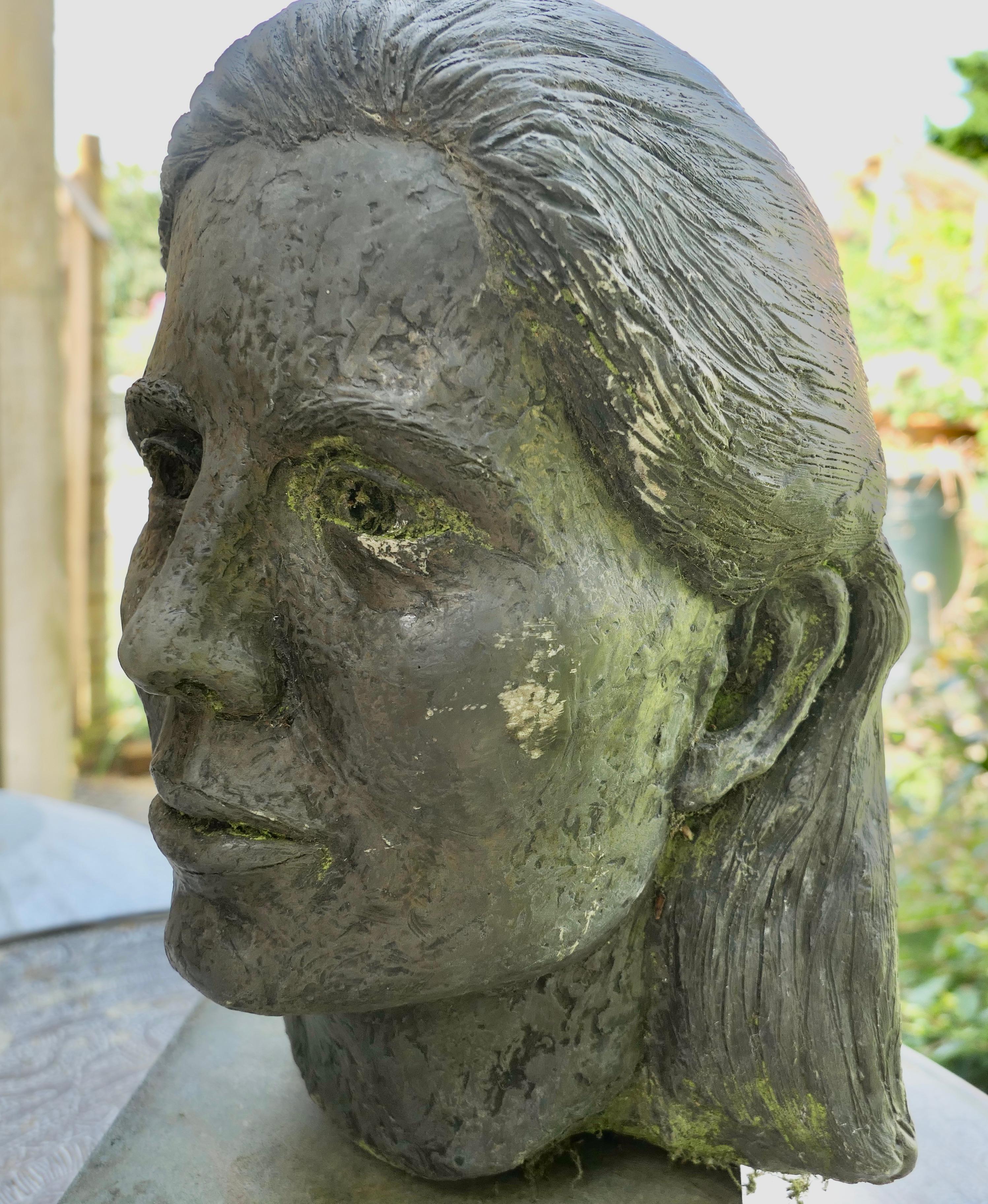 Folk Art Artist’s Model, Bust of a Young Woman on a Slate Block    For Sale