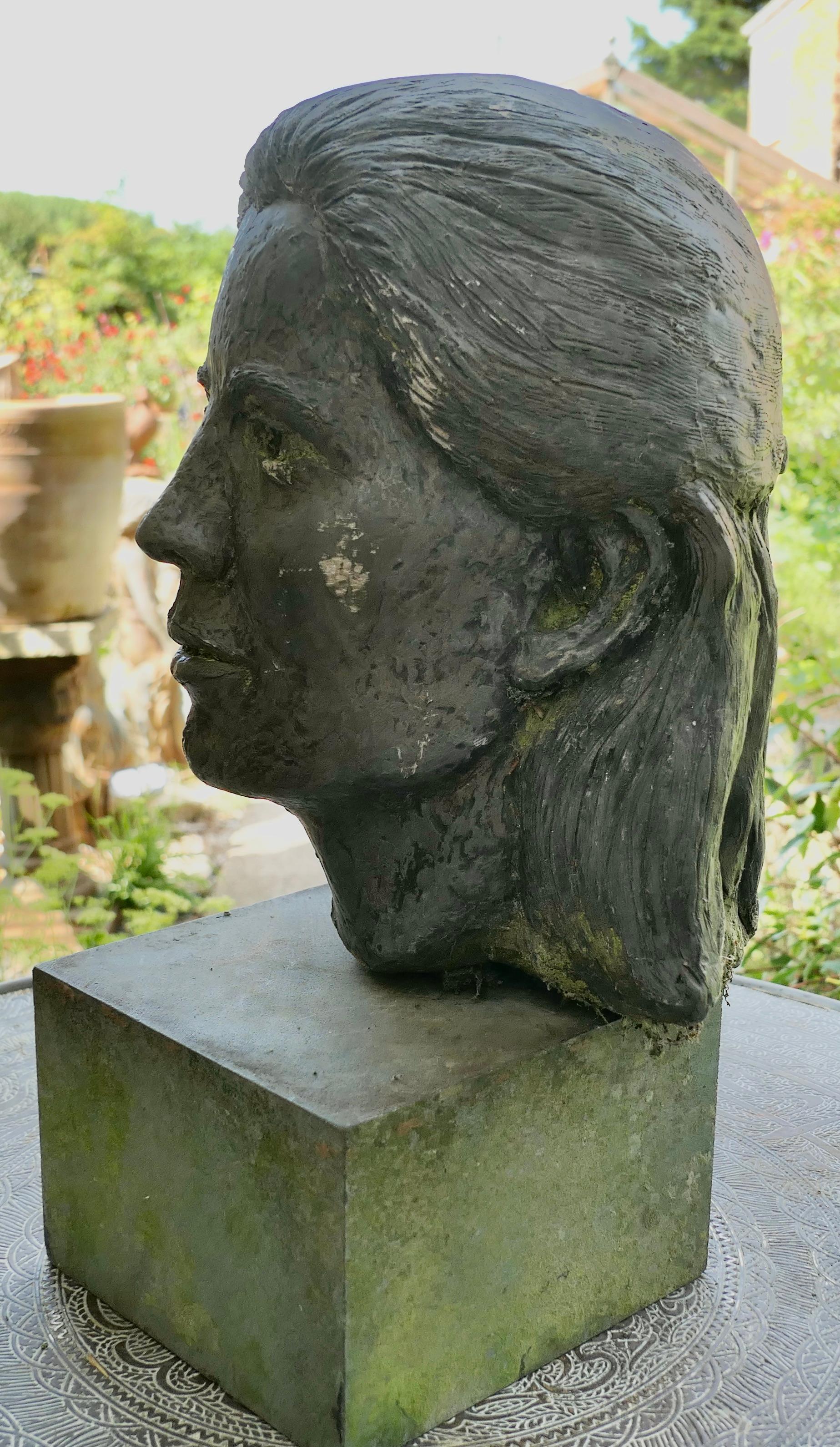 Clay Artist’s Model, Bust of a Young Woman on a Slate Block    For Sale