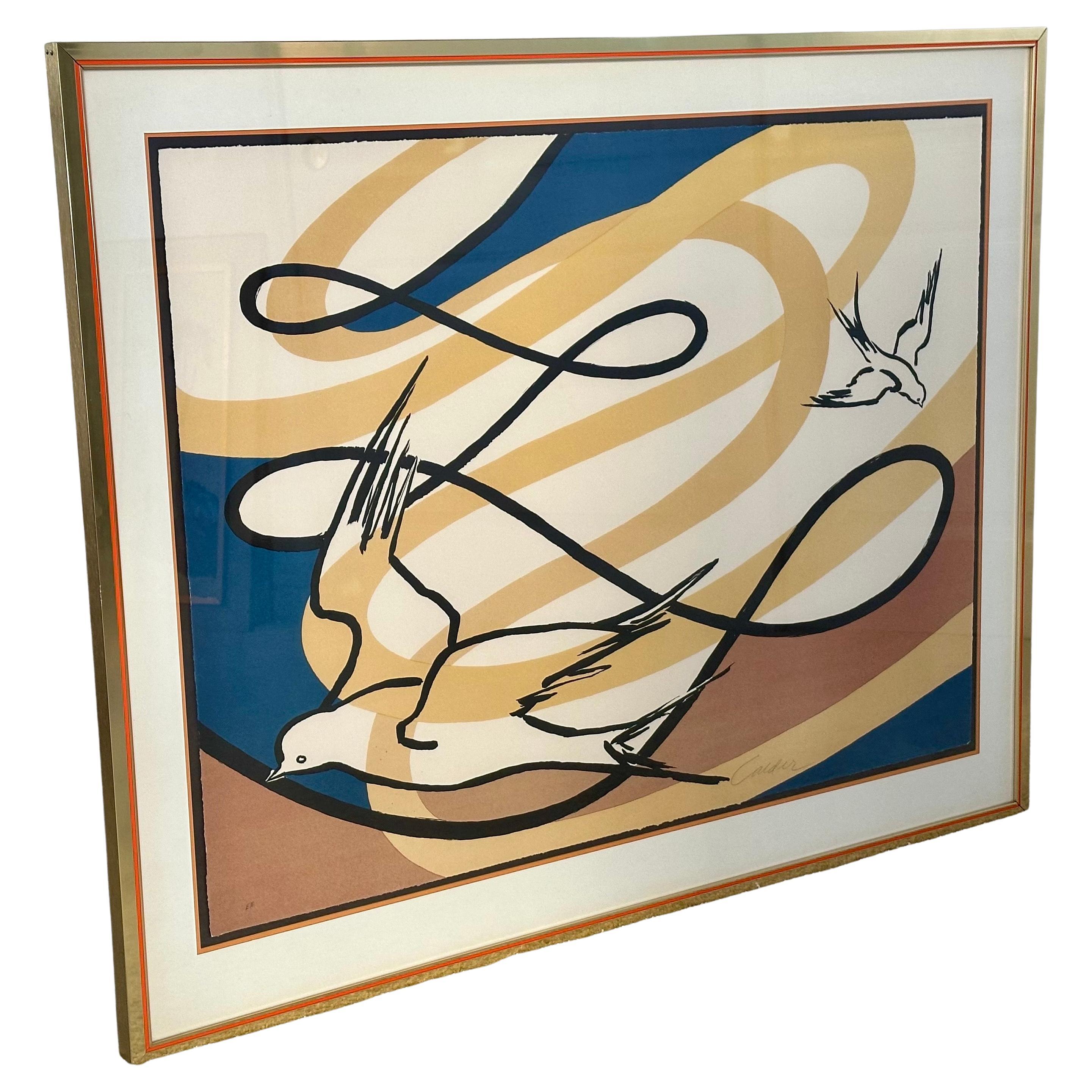 Artist
s Proof Lithograph entitled "Birds in Flight" by Alexander Calder For Sale