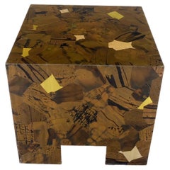 Artists Signed Copper Brass Metal Lacquered Art Patch Work Cube End Side Table