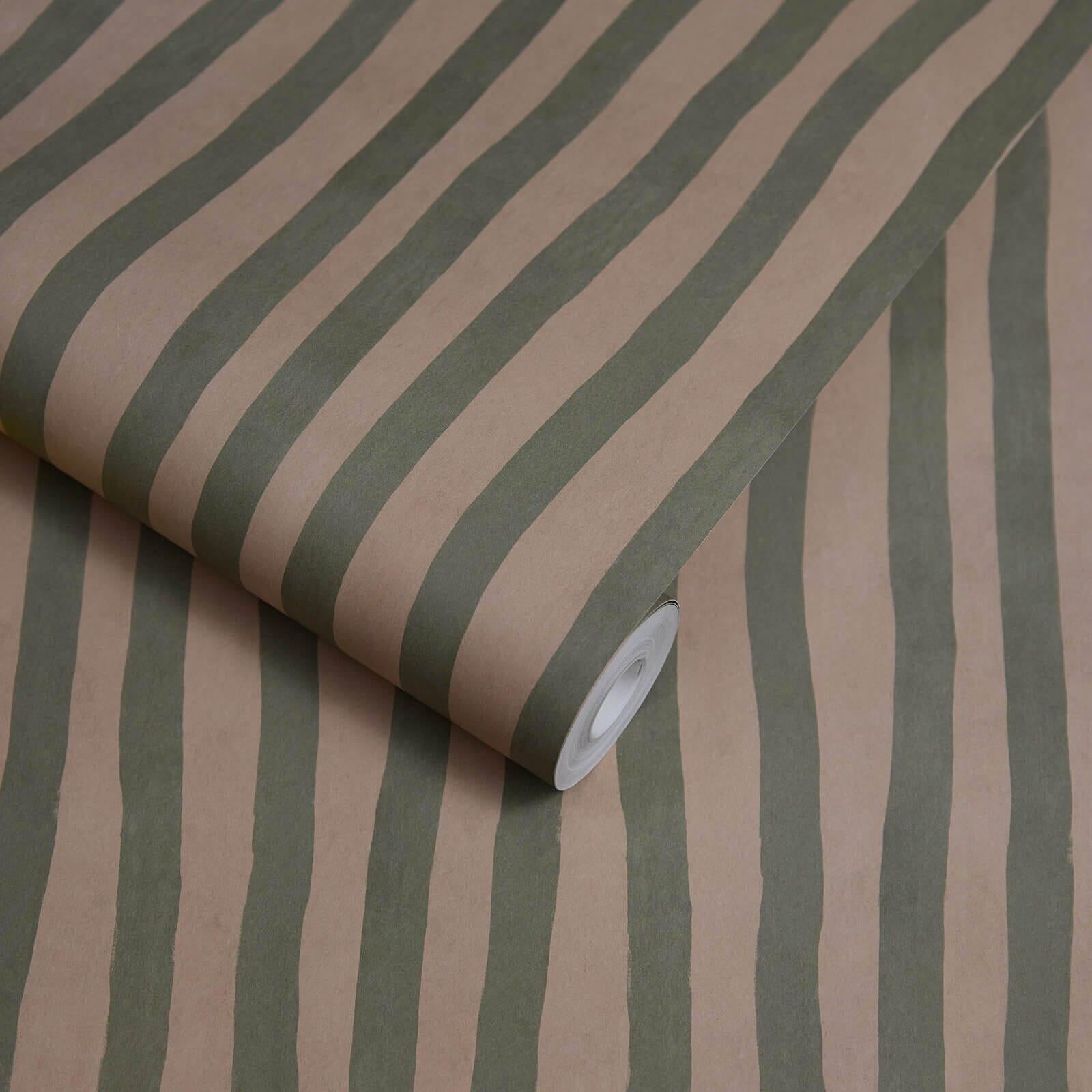 Make an understated statement with the perfectly imperfect ARTIST’S STRIPE. With hand-painted stripes in a vibrant green against a backdrop of grounding plaster pink, this is the perfect print to complement The Art of Nature paint collection.

Our