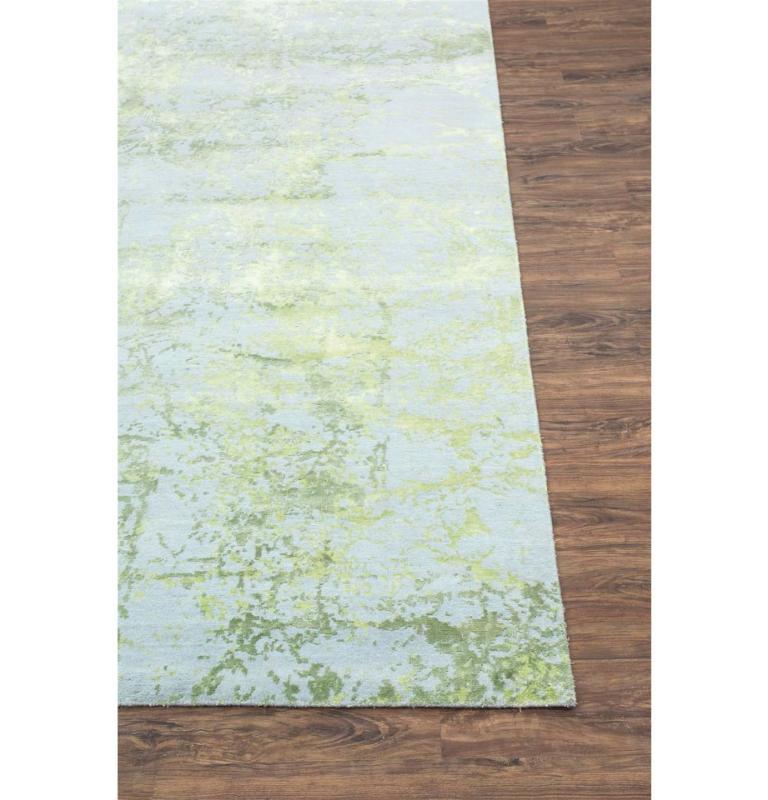 Modern Artist's Vision Caribbean Sky & Lily Green 195X295 cm Handknotted Rug For Sale
