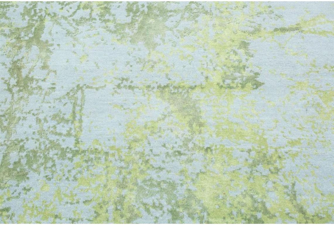 Indian Artist's Vision Caribbean Sky & Lily Green 195X295 cm Handknotted Rug For Sale