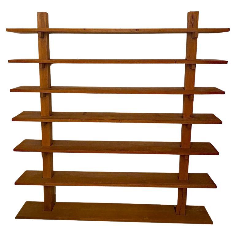 Artist's work: Large oak shelf/bookcase circa 1960, selected wood, key assembly For Sale