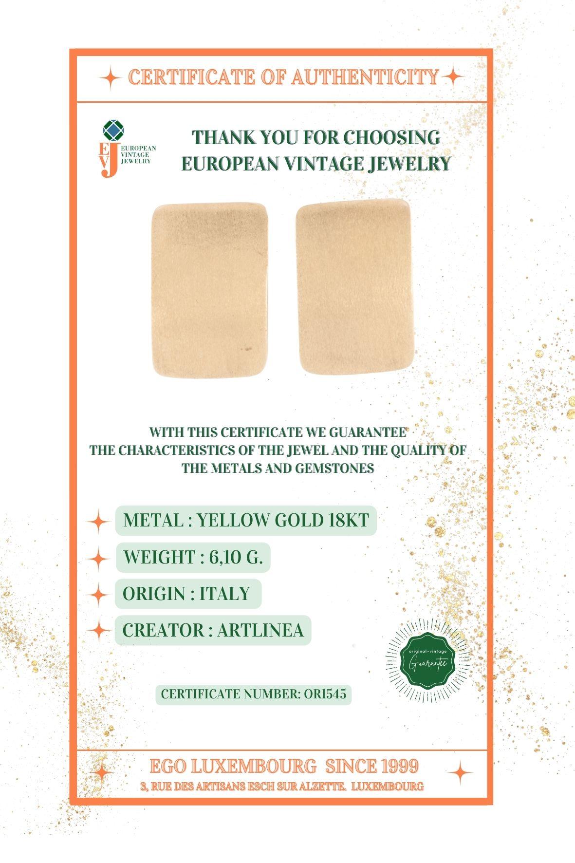 Boucles d'oreilles italiennes Artlinea en or jaune 18 carats en vente 2