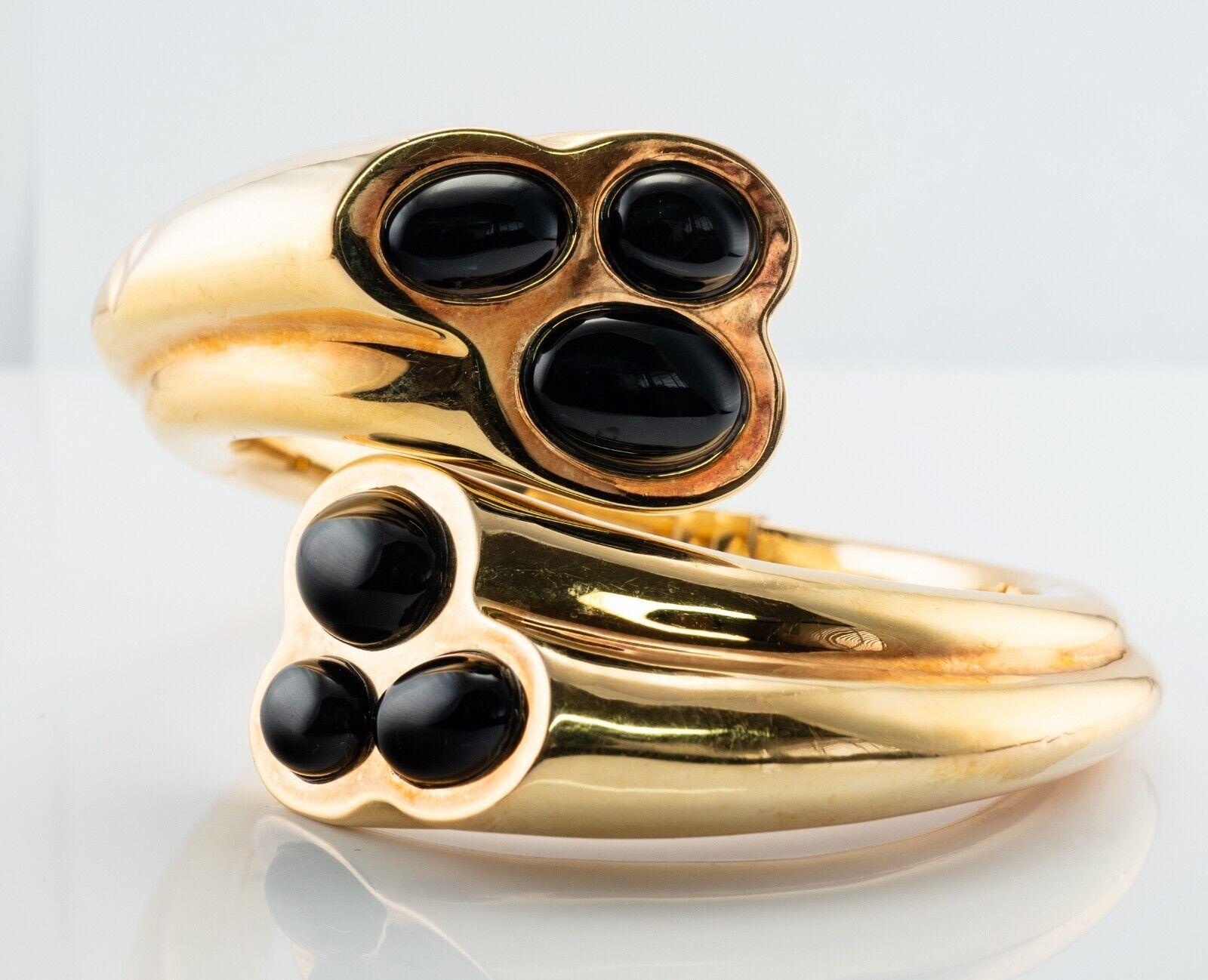 Artlinea Pulsera Ónix Negro Oro 18K Brazalete Italia

Esta preciosa pulsera de herencia está fabricada por Artlinea, Italia. El enorme brazalete mide 1-3/4