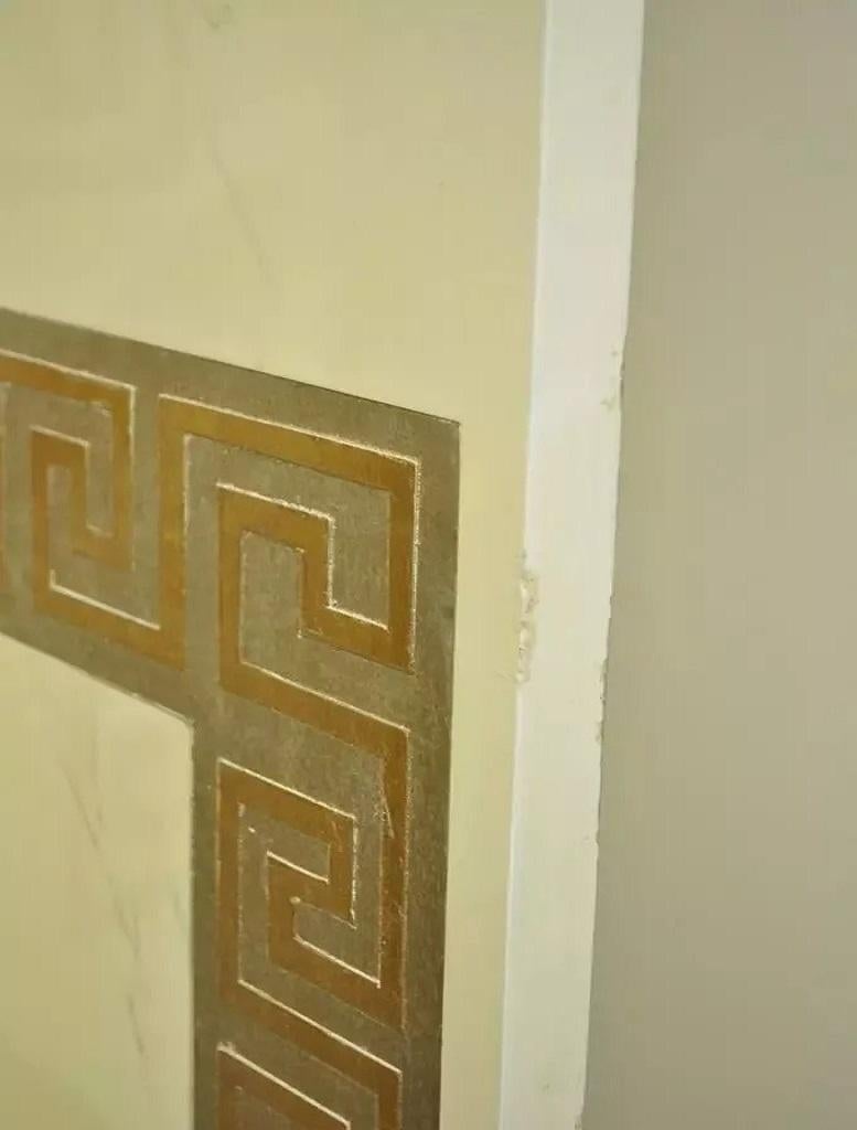 Artmax Divisorio per ambienti in stile Hollywood Regency con chiave greca a 4 pannelli con schermo in oro crema in vendita 1
