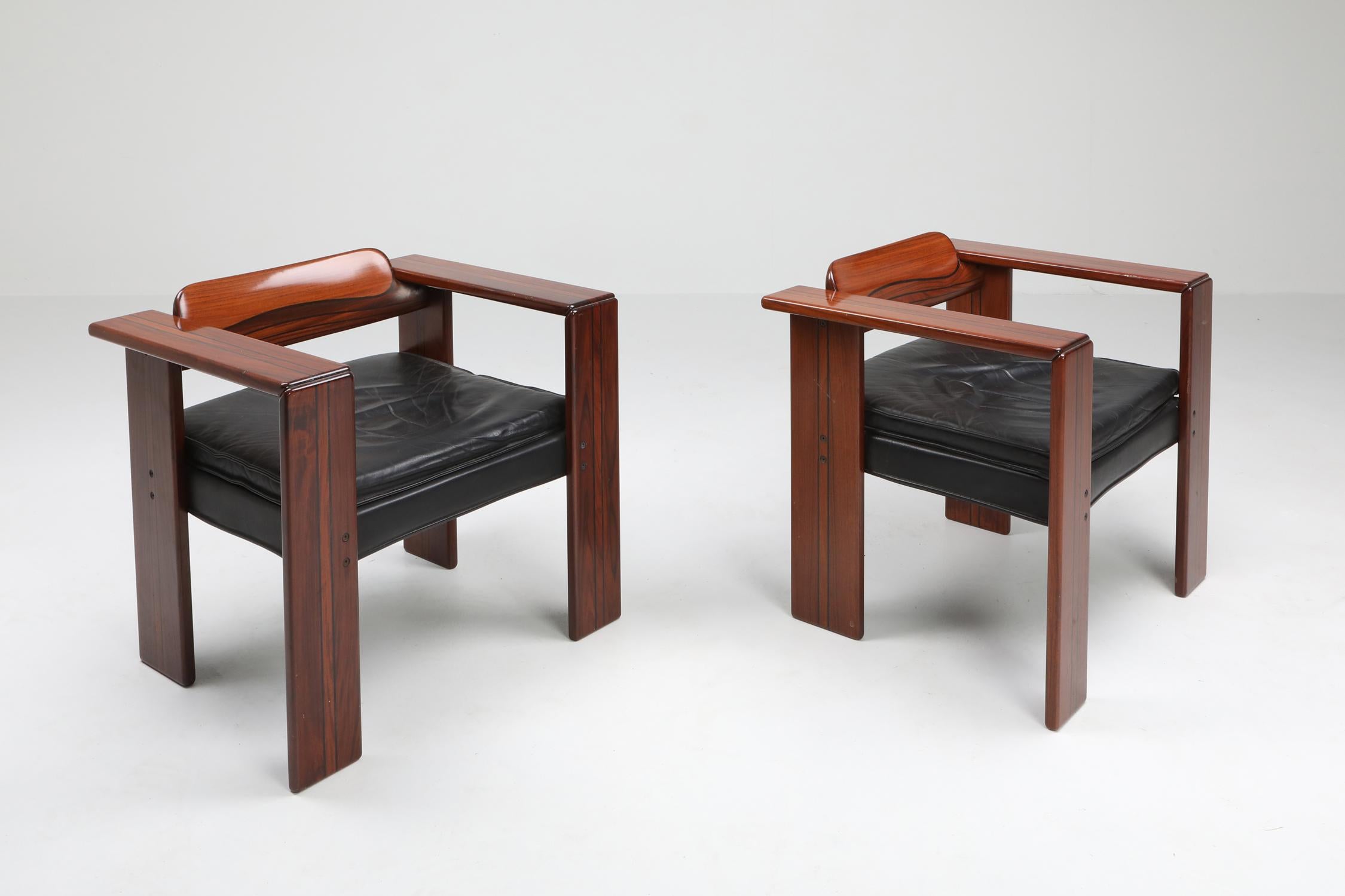 Leather Artona Series Pair of Armchairs by Afra & Tobia Scarpa for Maxalto