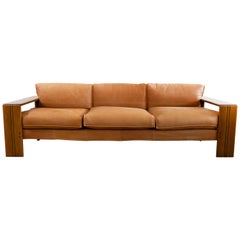 "Artona" Walnut and Leather Sofa by Afra & Tobia Scarpa for Maxalto, 1975