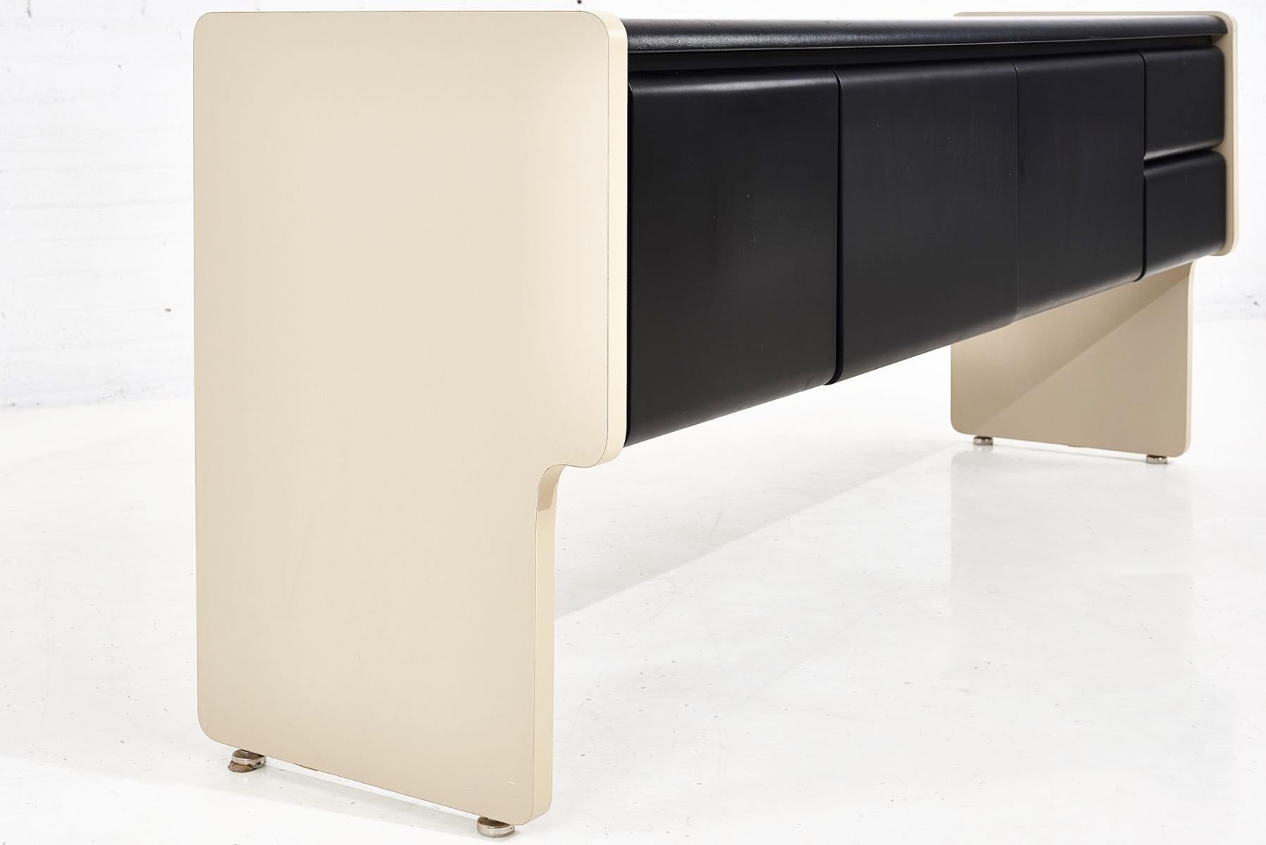 Late 20th Century Artopex Black Leather Post Modern Credenza, 1970