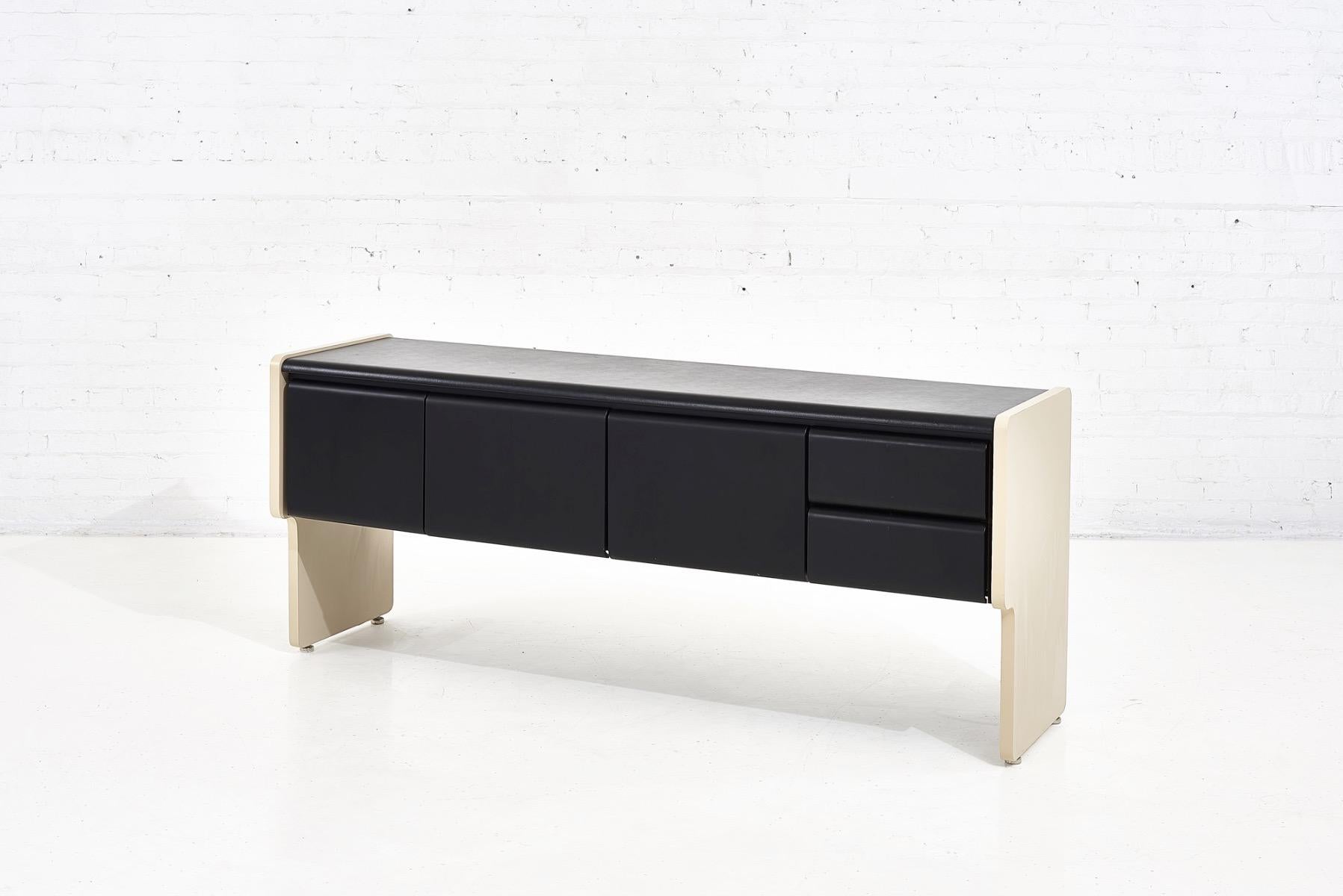 Artopex Black Leather Post Modern Credenza, 1970 2