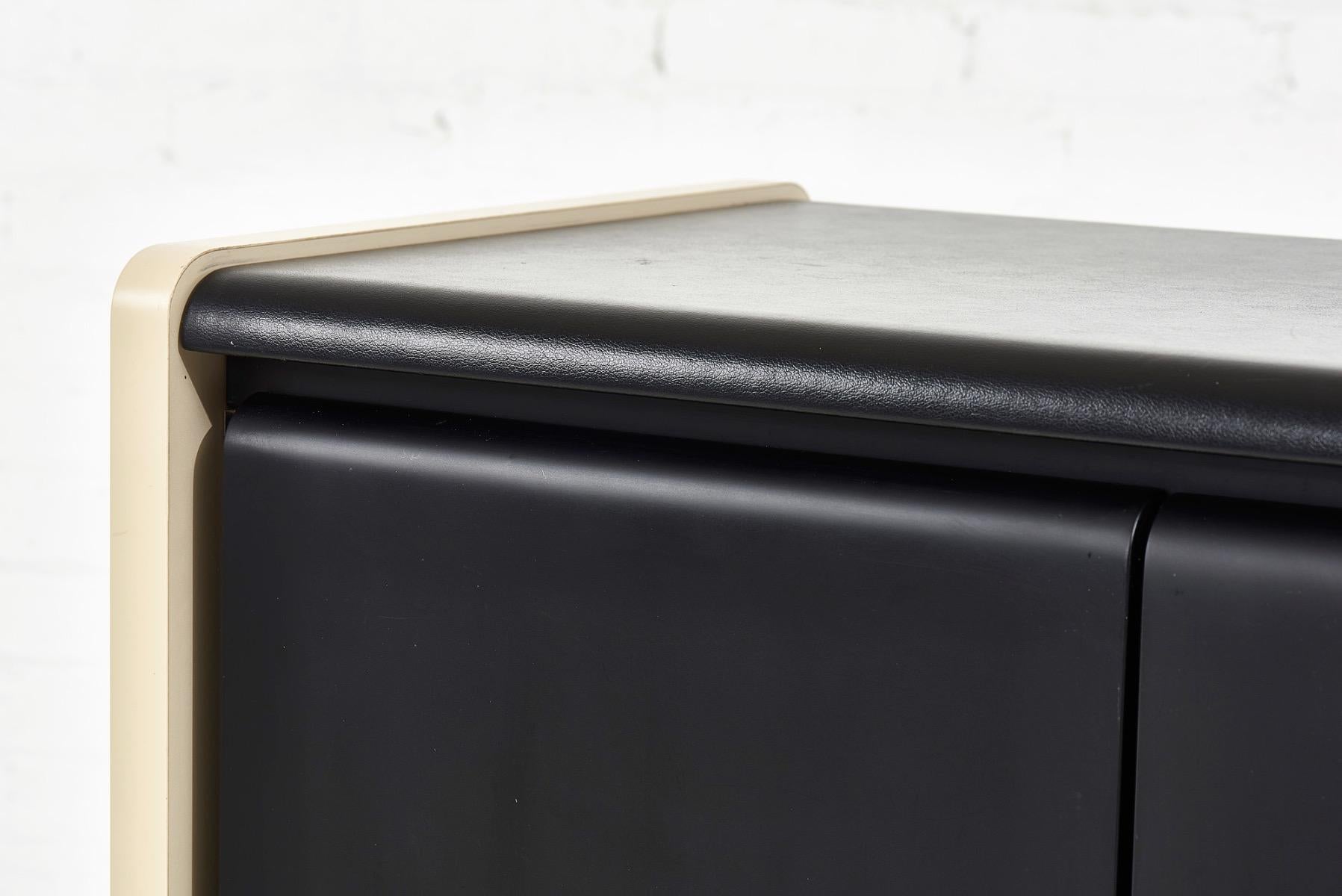 Artopex Black Leather Post Modern Credenza, 1970 3