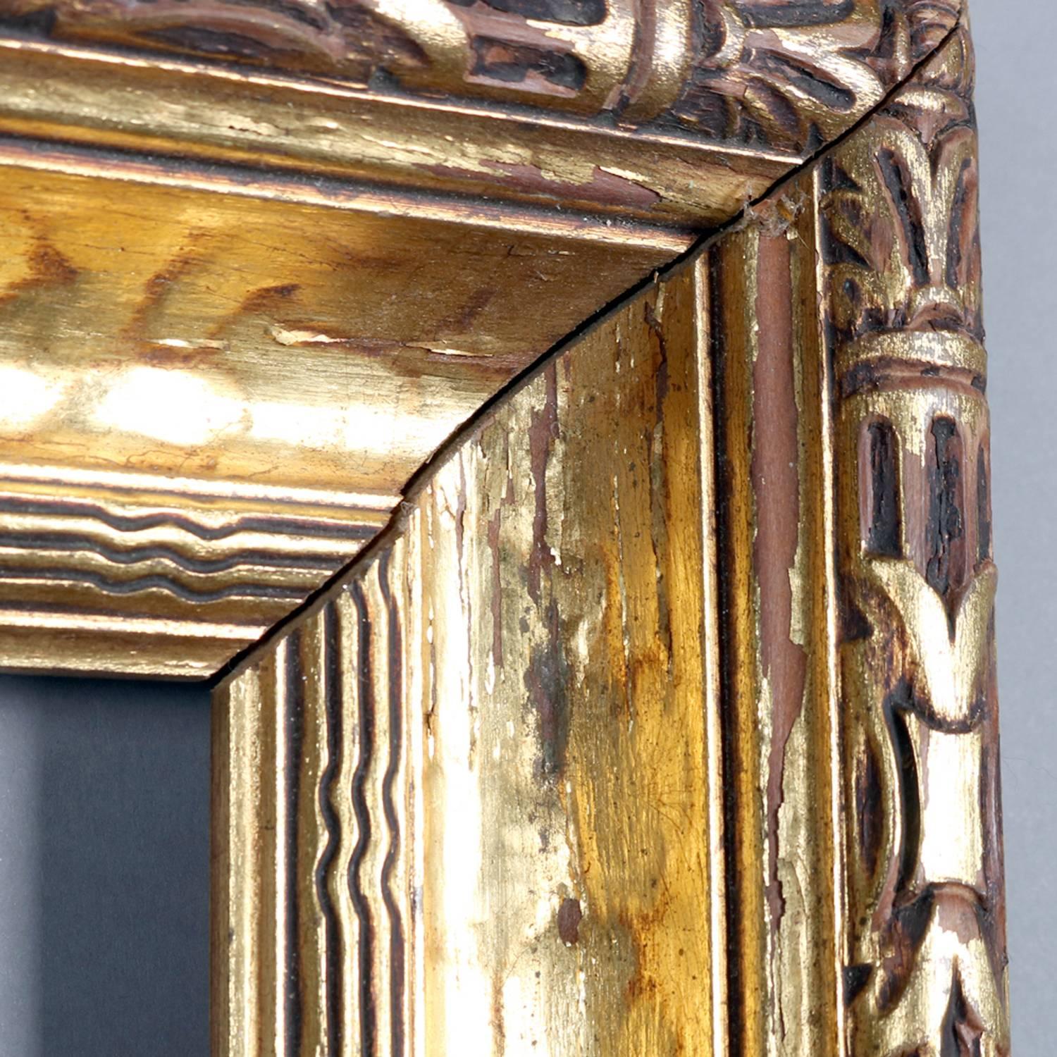 Arts & Crafts Carved Gold Modeled Giltwood Frame, 20th Century In Good Condition In Big Flats, NY