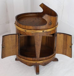 Arts & Crafts Compact Oval Barrel Shape Liquor Cabinet Bar with Two Doors