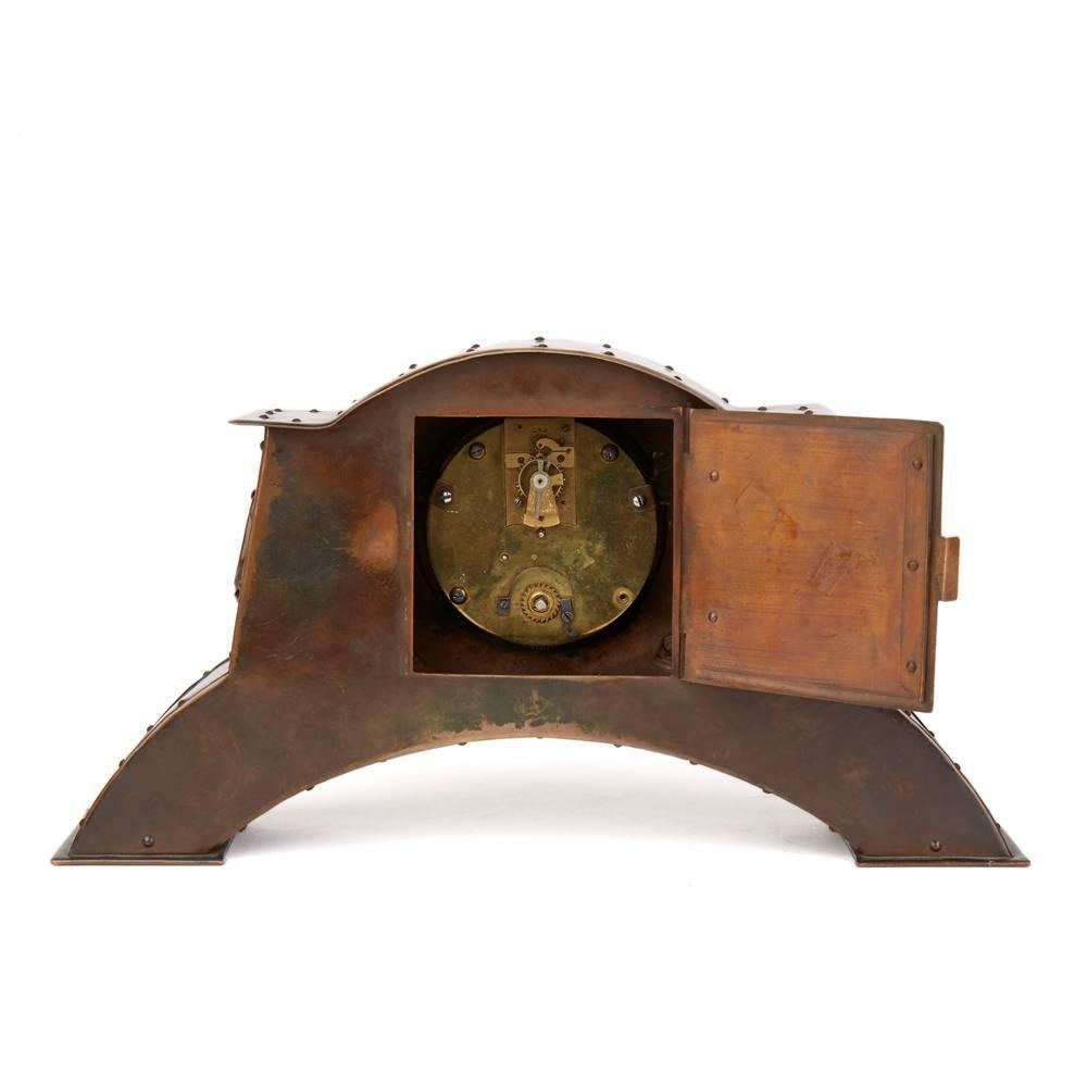 Arts and Crafts Arts & Crafts Copper Mantel Clock, circa 1900 For Sale