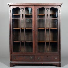 Arts & Crafts Gustav Stickley School Mission Oak Two-Door, Two-Drawer Bookcase