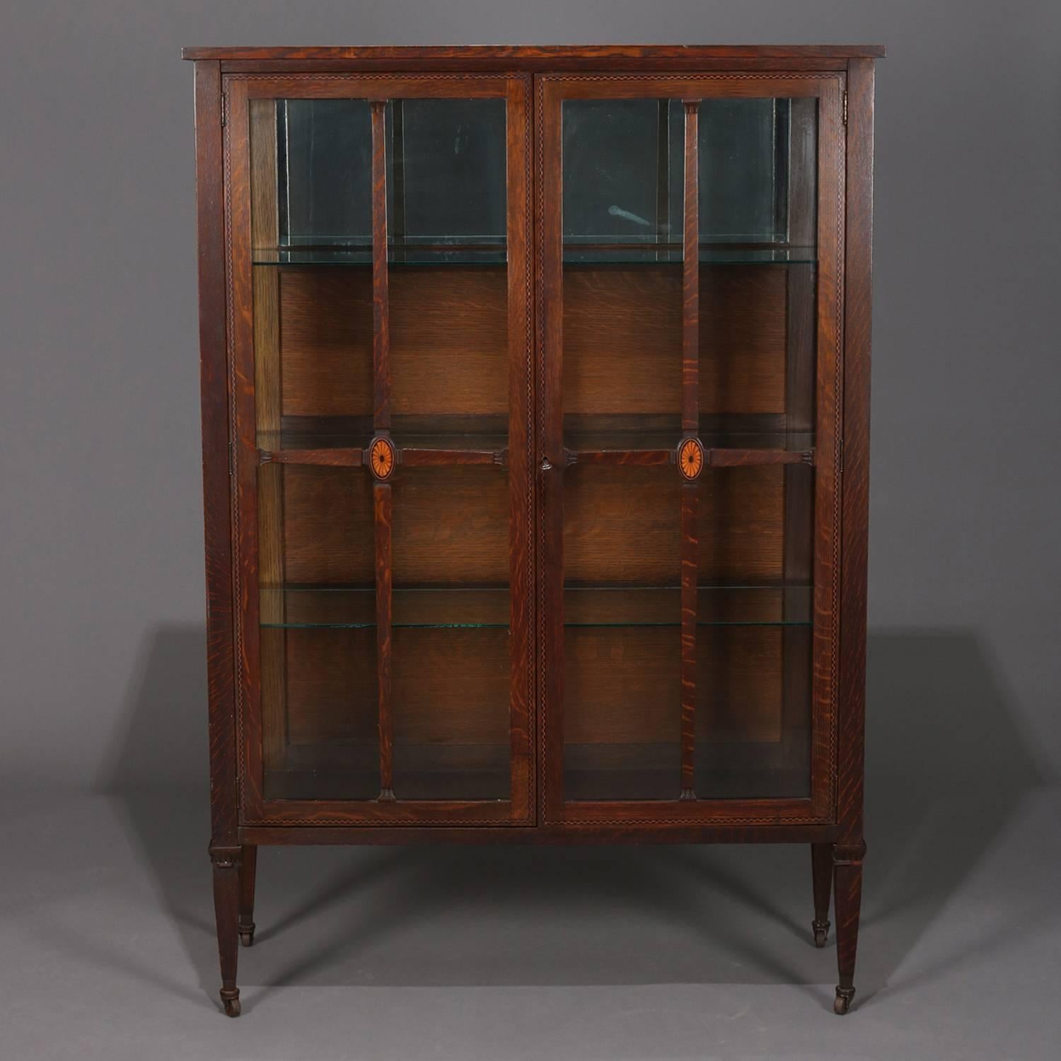 Arts & Crafts Mission Oak Lifetime Furniture Co. Inlay and Banded Cabinet 7