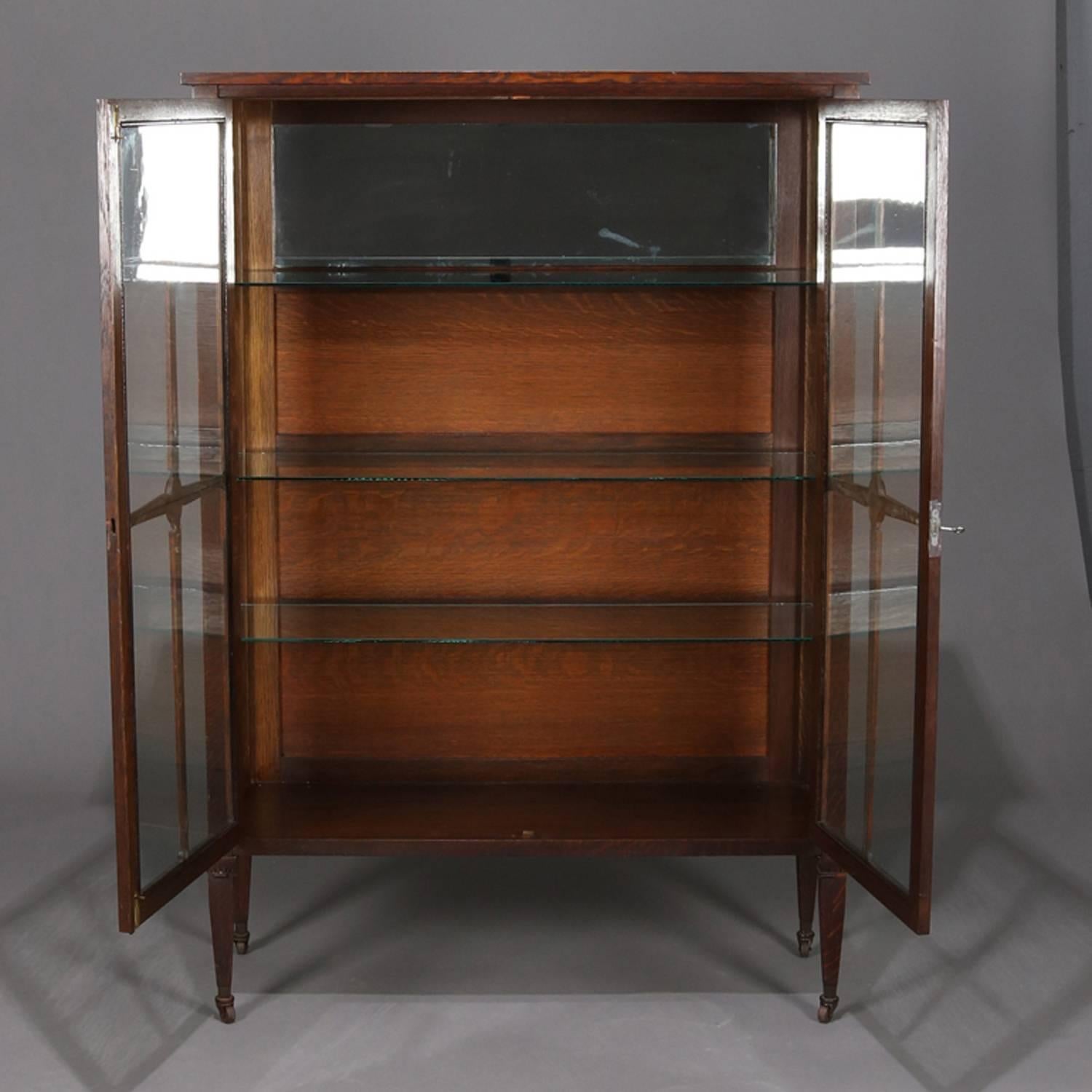 20th Century Arts & Crafts Mission Oak Lifetime Furniture Co. Inlay and Banded Cabinet