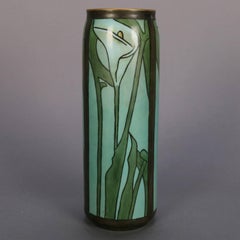Arts & Crafts Newcomb School Hand-Painted and Gilt Stylized Calla Lily Vase
