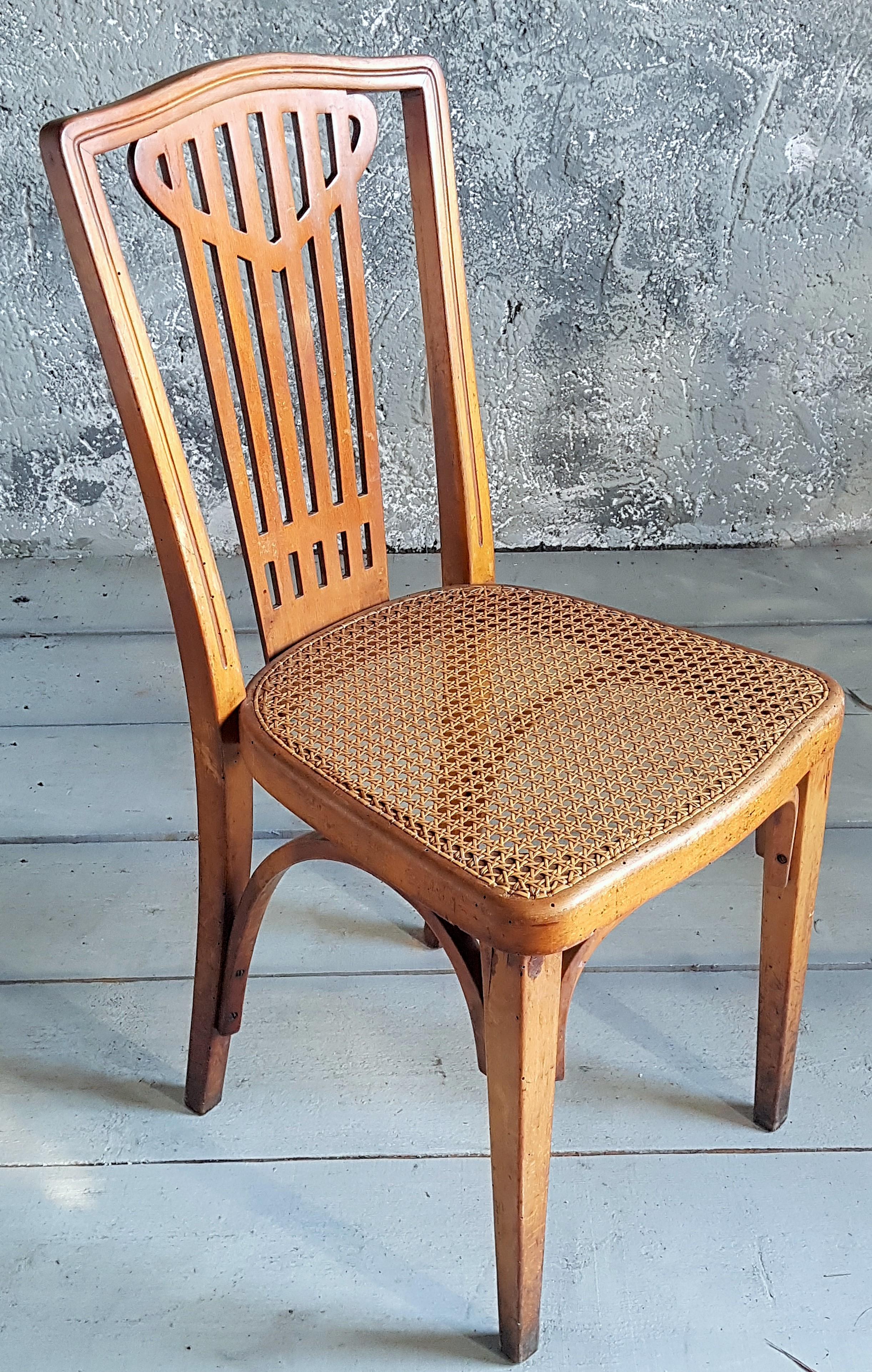 Arts and Craft Art Nouveau Set of 8 Bentwood Chairs Signed Thonet, 1900 For Sale 7
