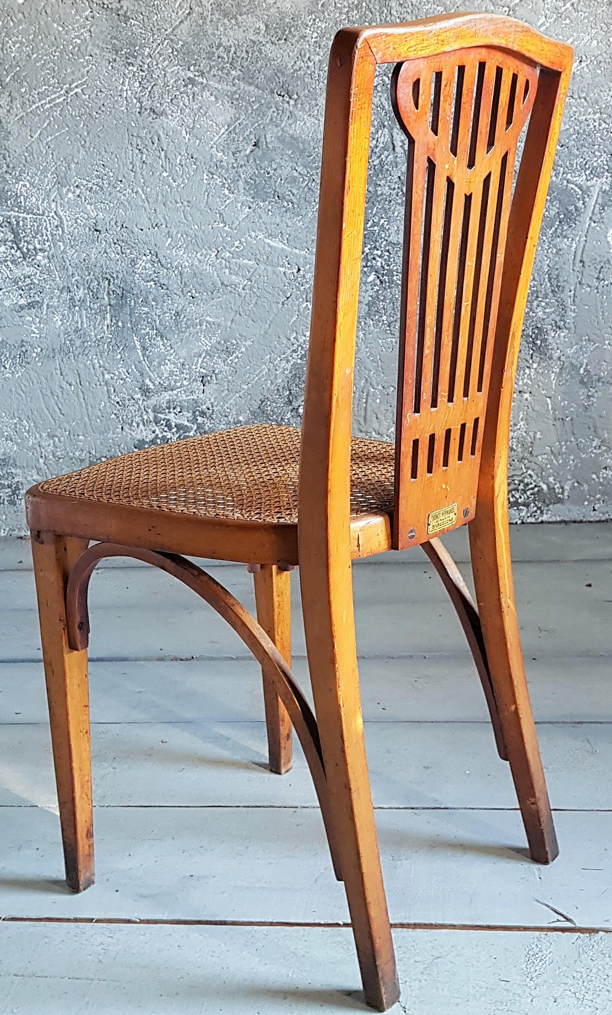 Arts and Craft Art Nouveau Set of 8 Bentwood Chairs Signed Thonet, 1900 For Sale 8