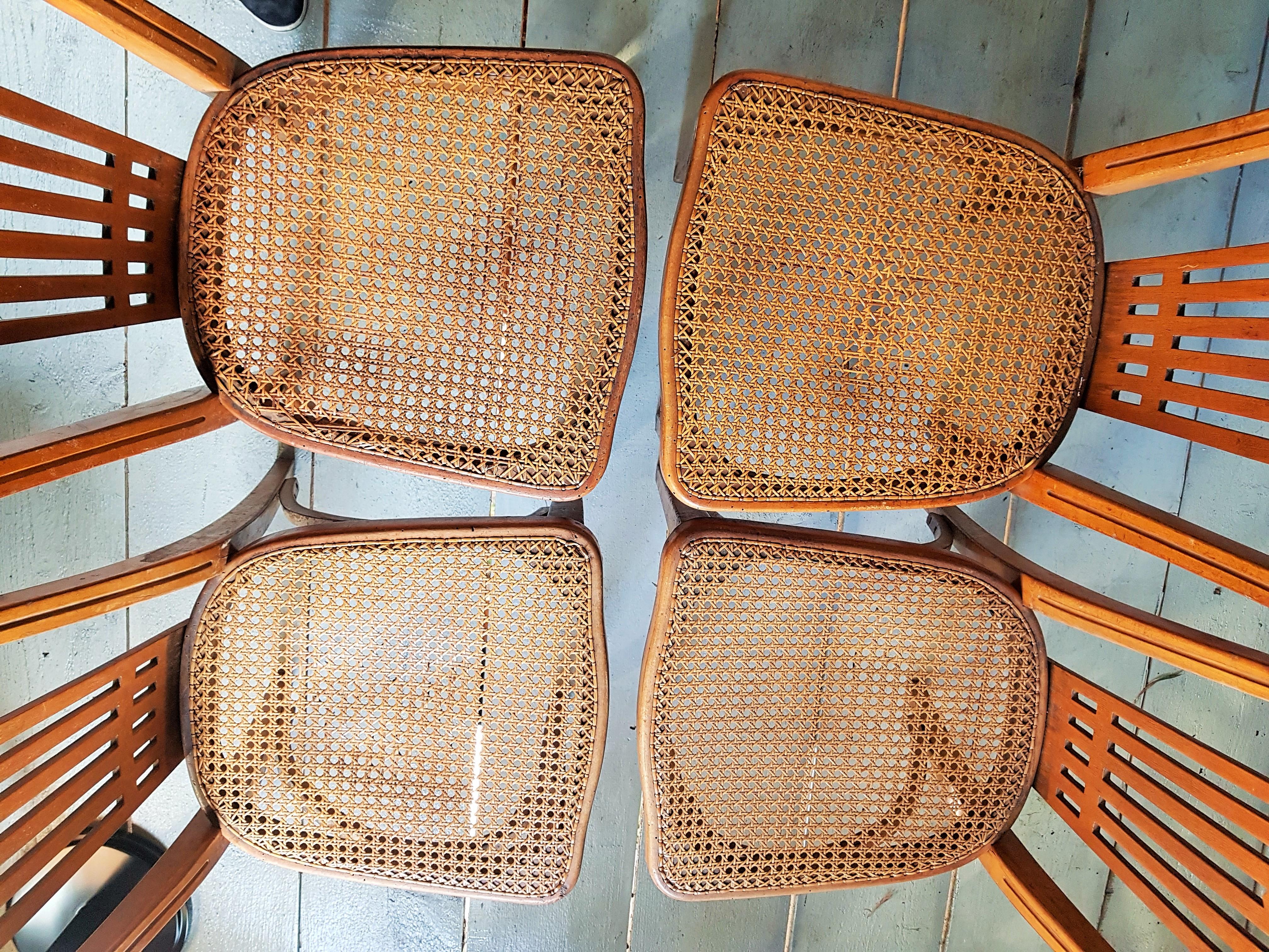 Arts and Craft Art Nouveau Set of 8 Bentwood Chairs Signed Thonet, 1900 For Sale 14