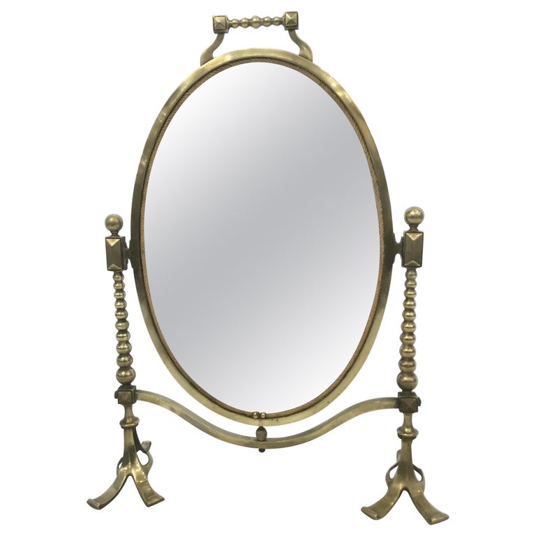 Arts and Craft Brass Vanity Tabletop Mirror at 1stDibs