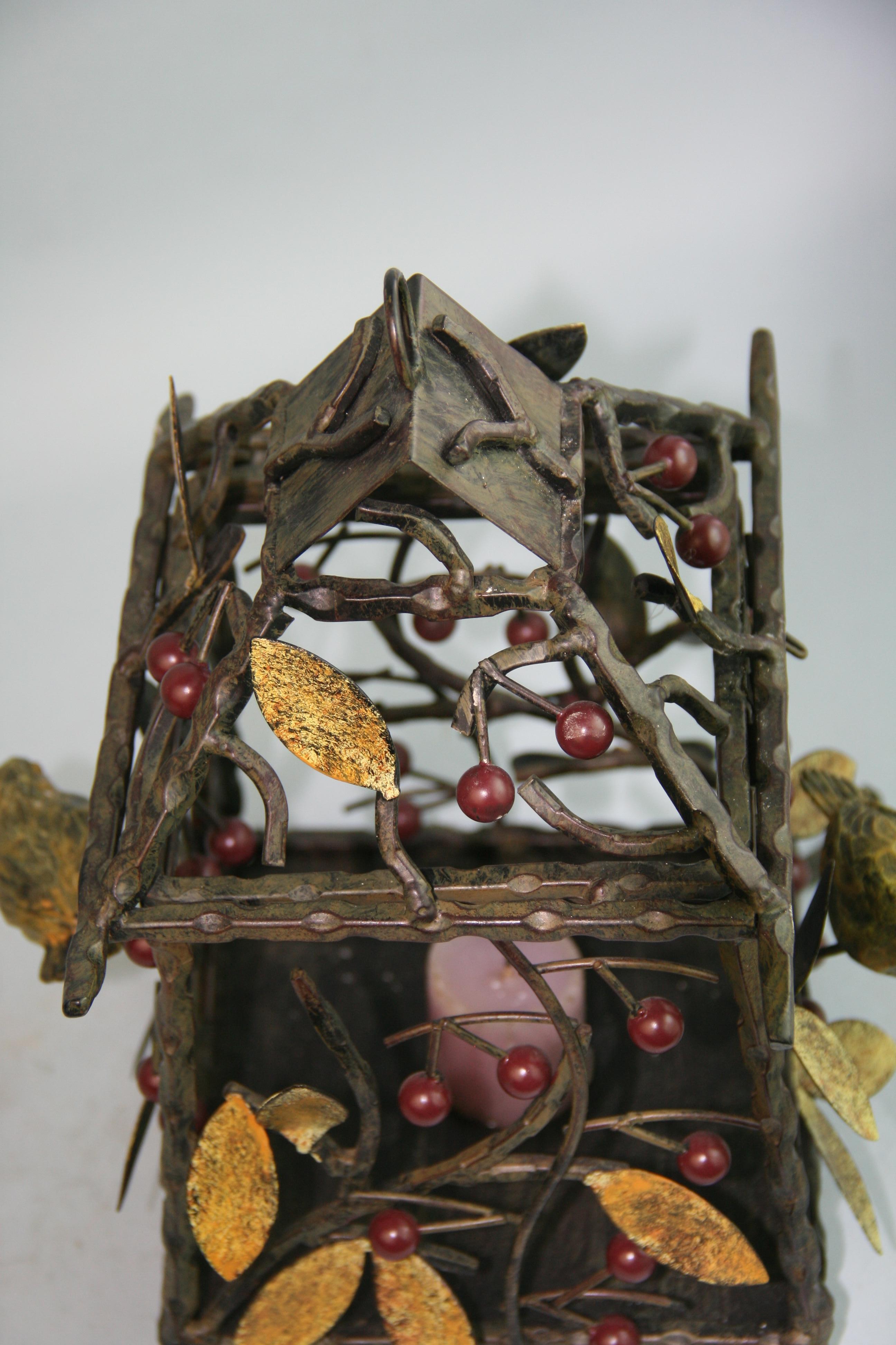 Arts and Craft  Lantern with Birds, Leaves and Berries For Sale 5