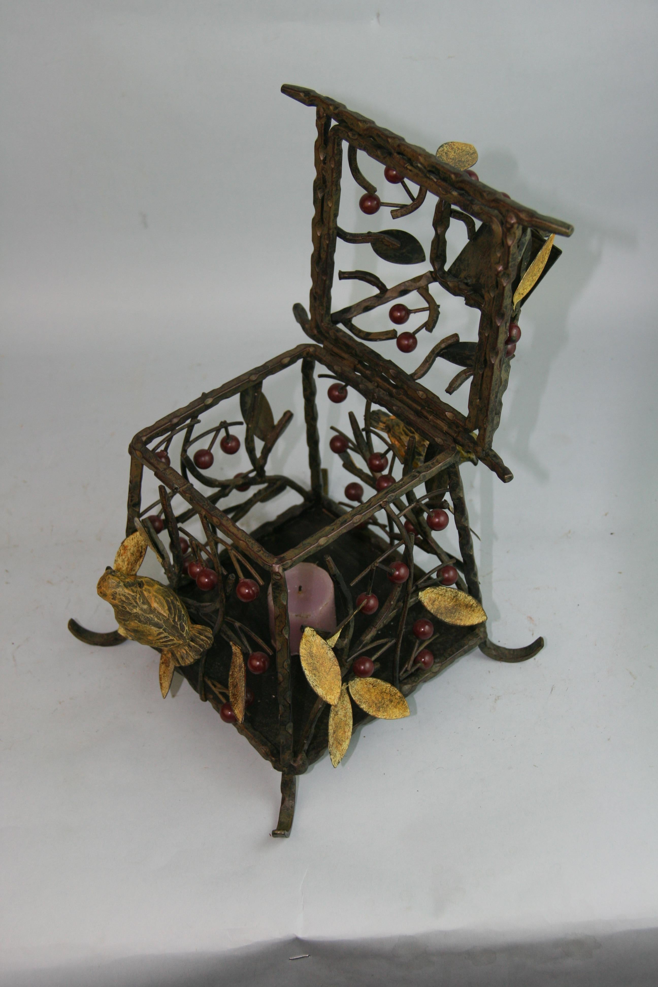 Arts and Craft  Lantern with Birds, Leaves and Berries For Sale 3