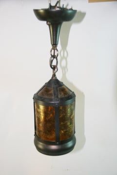 Arts and Crafts Mica Lantern, Metal, Hardwired, Vintage Style, 1970