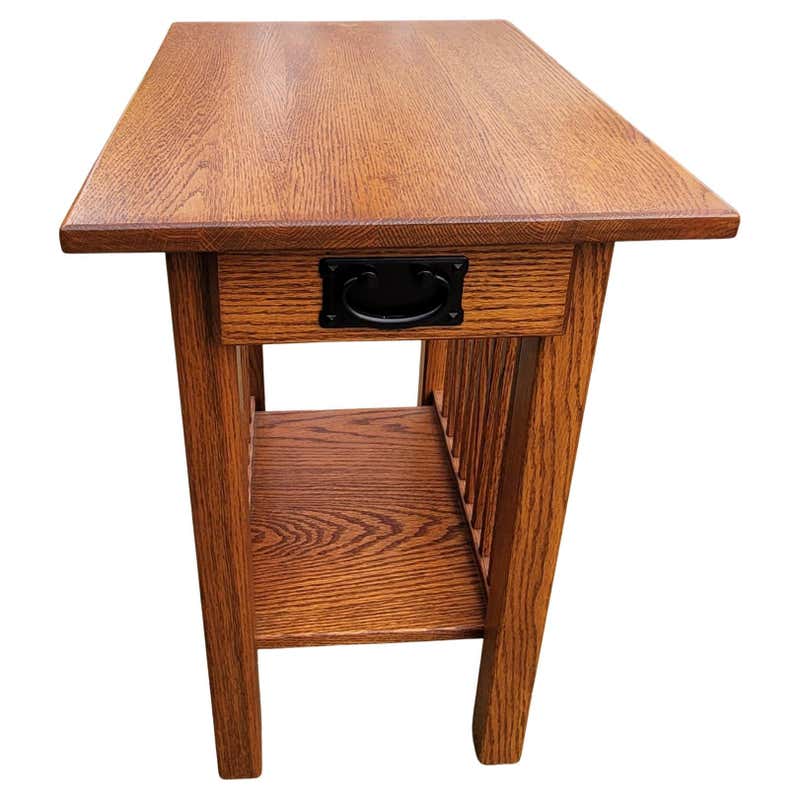Handsome Oak Arts and Crafts Mission Style Side Table with Two Shelves ...