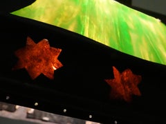 Arts & Crafts 12 Panel Stained Glass Chandelier